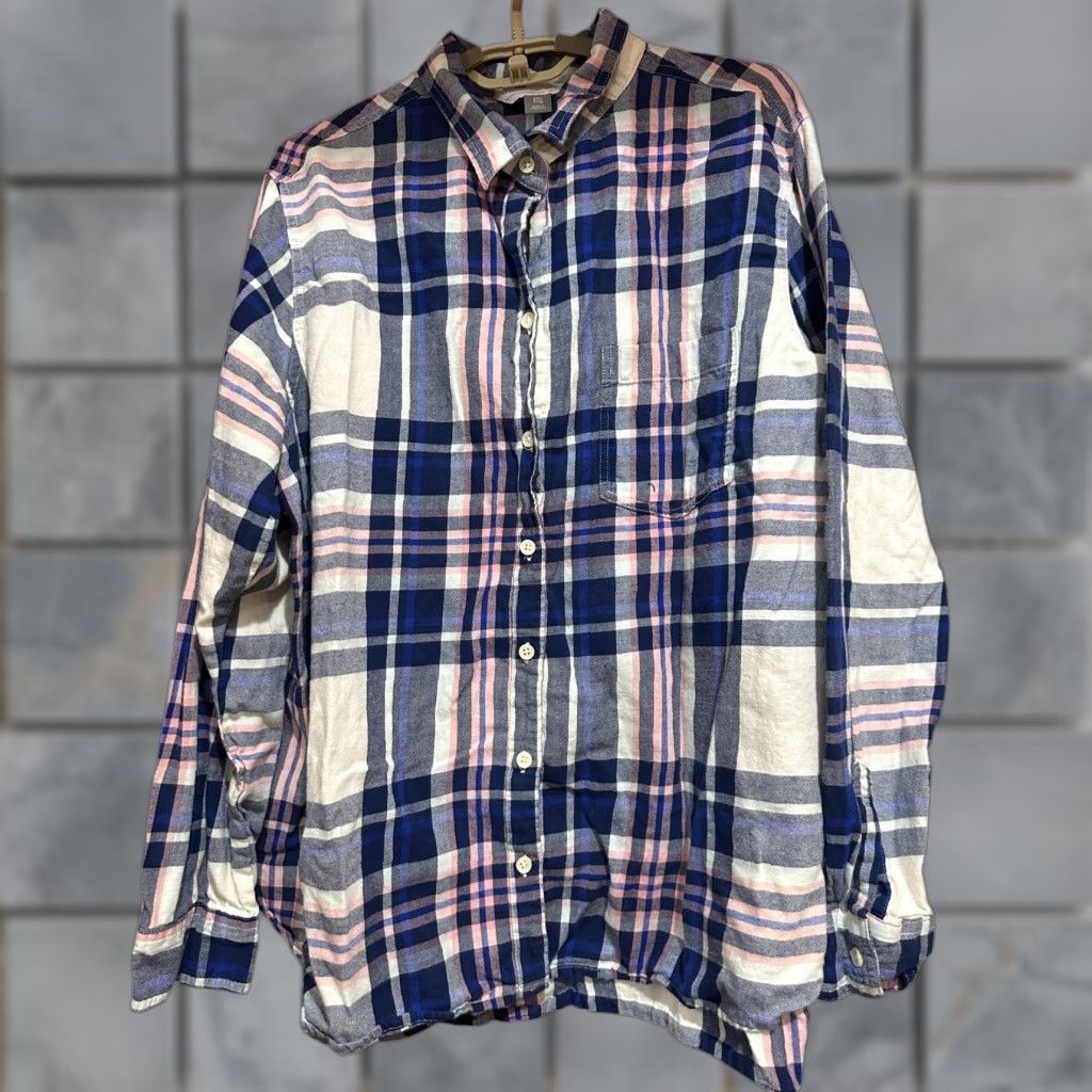 Old Navy Old Navy Shirt Womens XXL Plaid Blue Pink White Button Up 100% Cotton Size XXL / US 16-18 / IT 52-54 - 1 Thumbnail