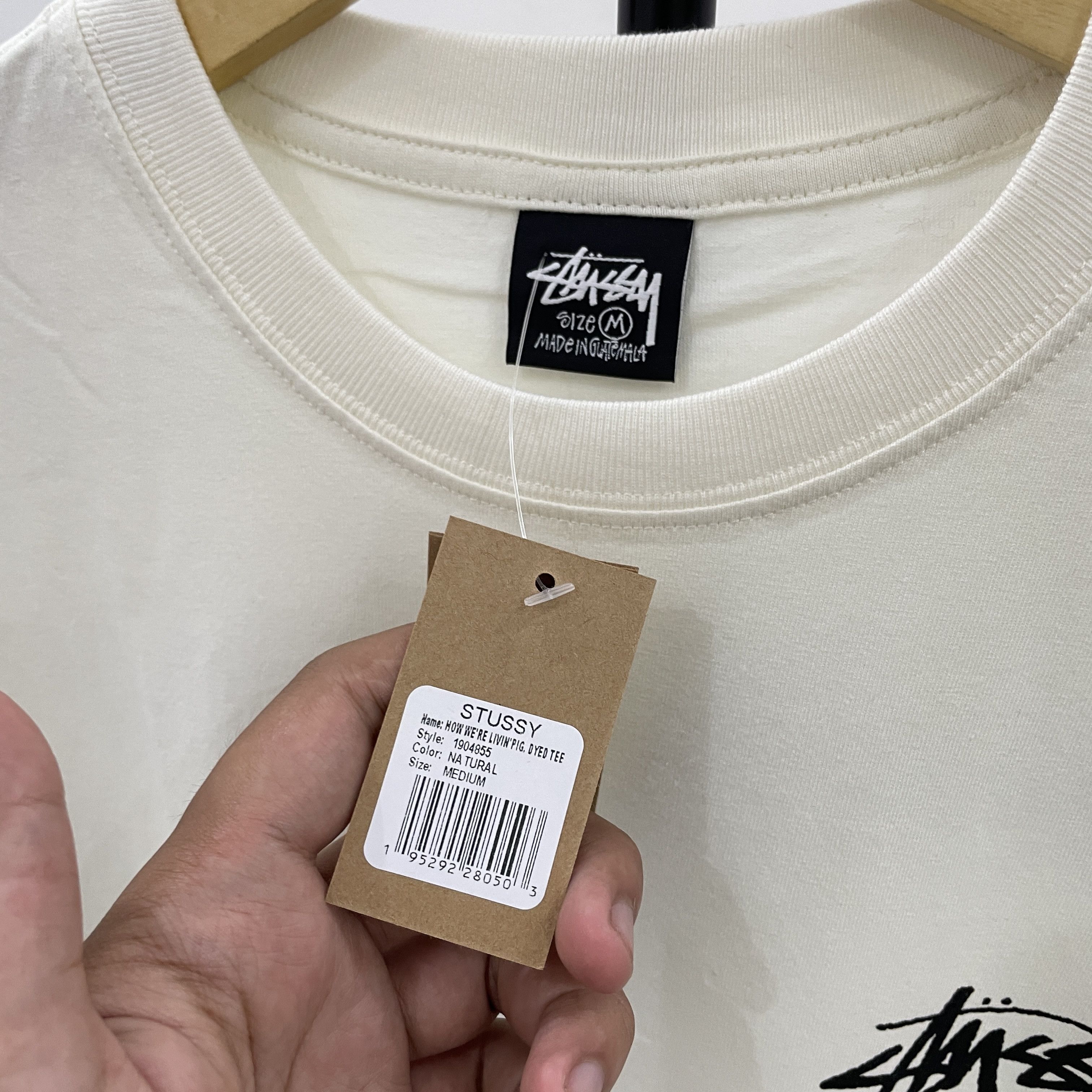 Stussy HOW WE'RE LIVIN PIG DYED TEE NATURAL // MEDIUM Size US M / EU 48-50 / 2 - 3 Thumbnail