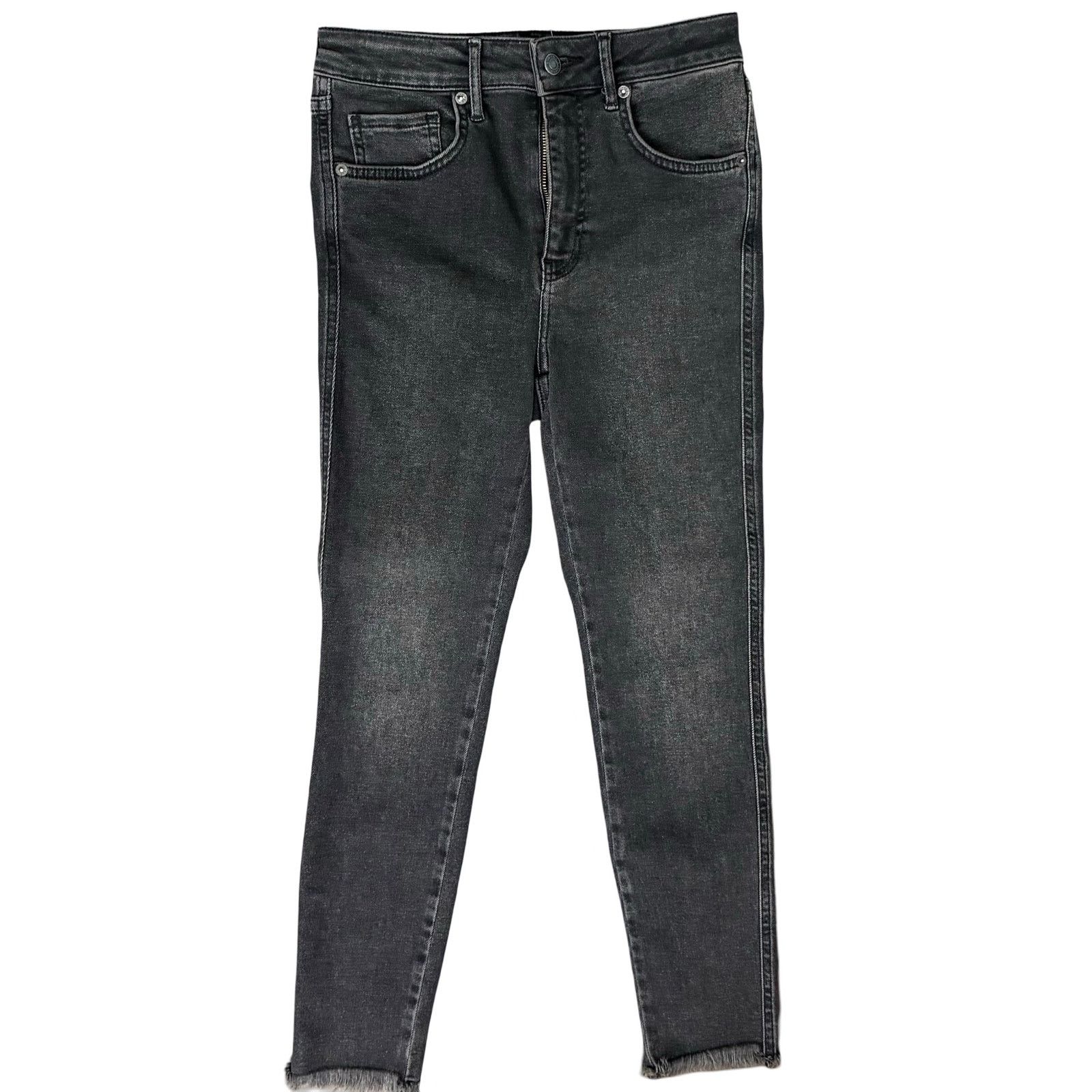 Free Women's Denim Jeans - Frayed Hem Straight Leg, Distressed, Mid-Rise, 100% Cotton