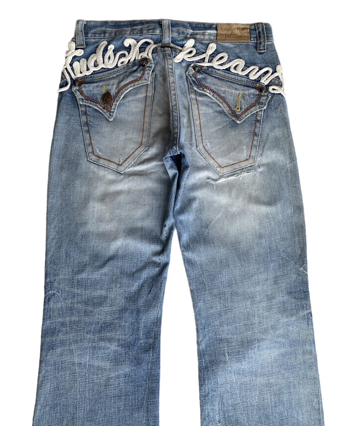 If Six Was Nine 🔥FLARED JEANS STUDIO R.P DENIM DISTRESSED JEANS AVANT GARDE Size US 33 - 7 Thumbnail
