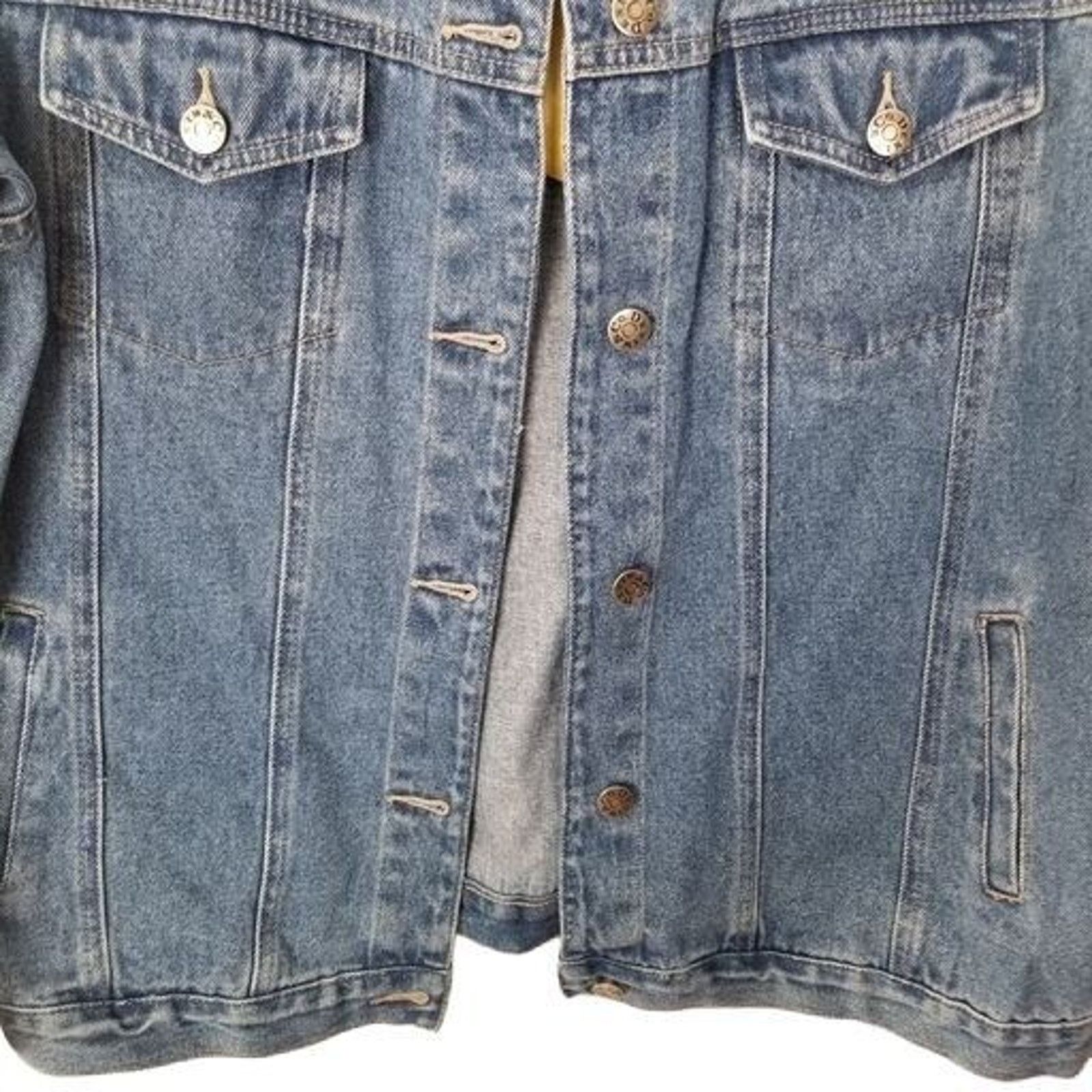 Denim & Co. QVC Denim & Co Womens Western Jean Jacket Sz M Leather Size M / US 6-8 / IT 42-44 - 3 Thumbnail