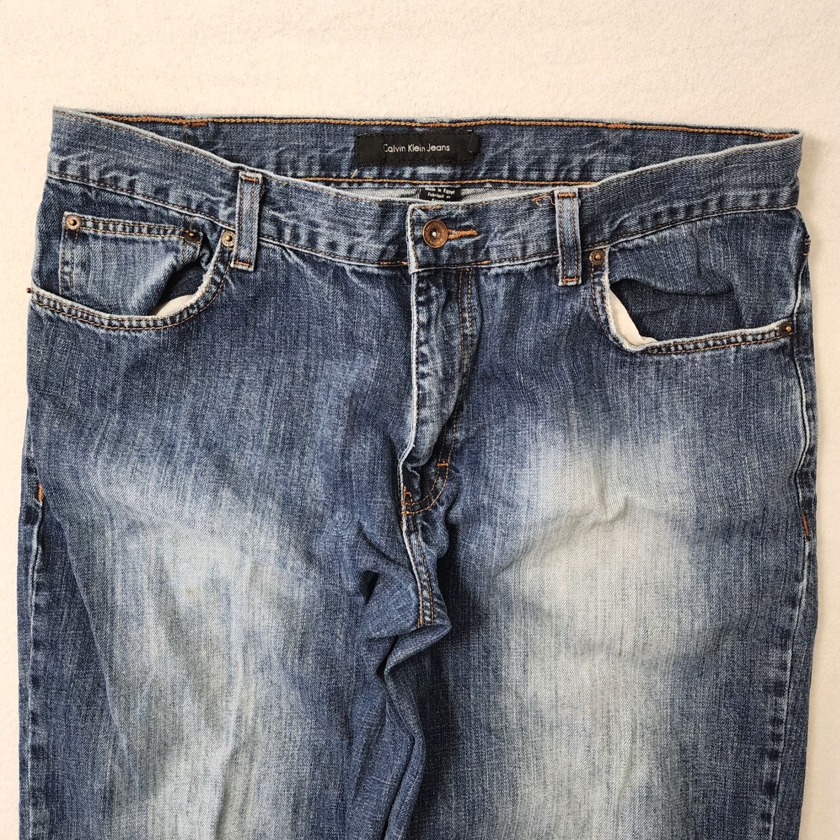 Calvin Klein VINTAGE Calvin Klein Baggy Jeans Mens 36x32 Blue Fade Grunge Skater Grunge Jeans Mens Blue Fade 90s Size US 36 / EU 52 - 3 Thumbnail