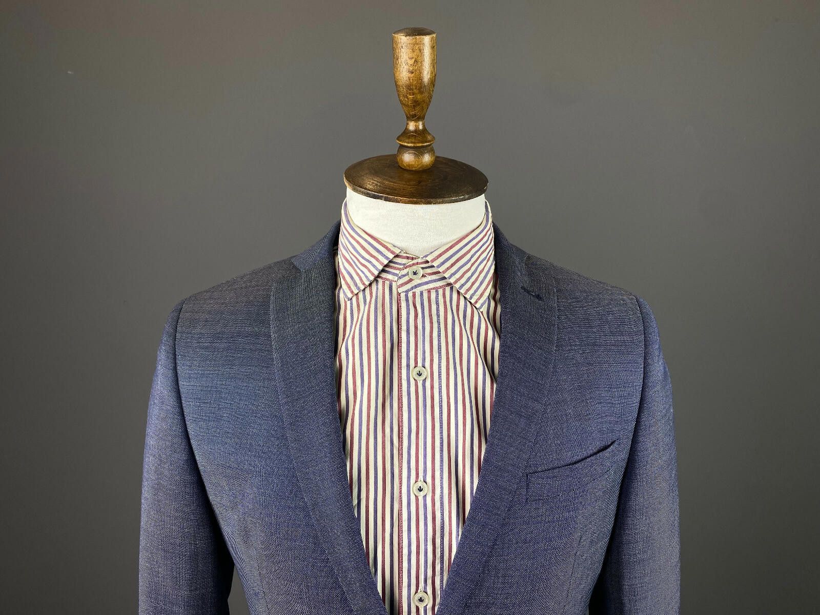 Paoloni Men Paoloni Blue Wool Two Button Sport Coat Balzer Size 50 Size 40R - 2 Thumbnail