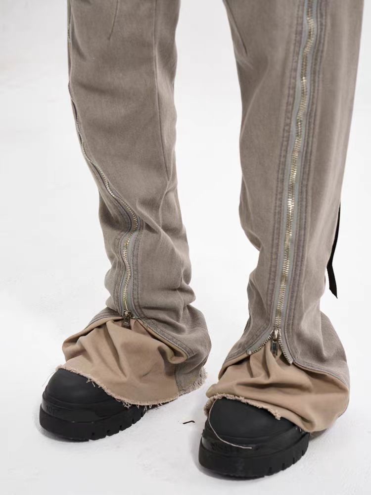 Japanese Brand × Jean High Street Hip Hop Spiral Zipper Raw Edge Micro Baggy Jeans Size US 30 / EU 46 - 2 Thumbnail