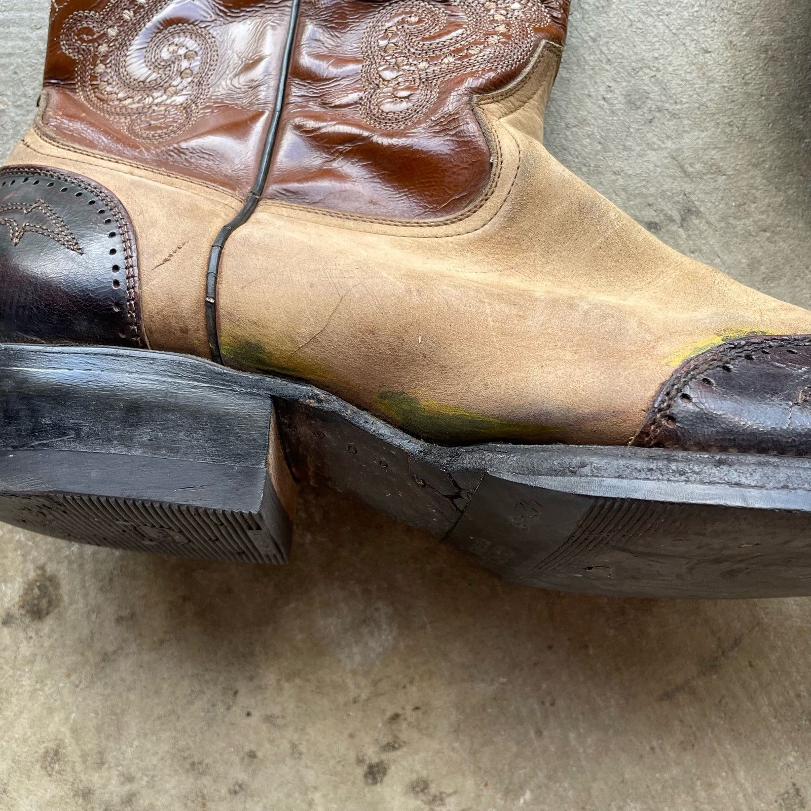 Vintage VINTAGE LEATHER COWBOY BOOTS BROWN SZ 11 MEXICO SUEDE Size US 11 / EU 44 - 4 Thumbnail