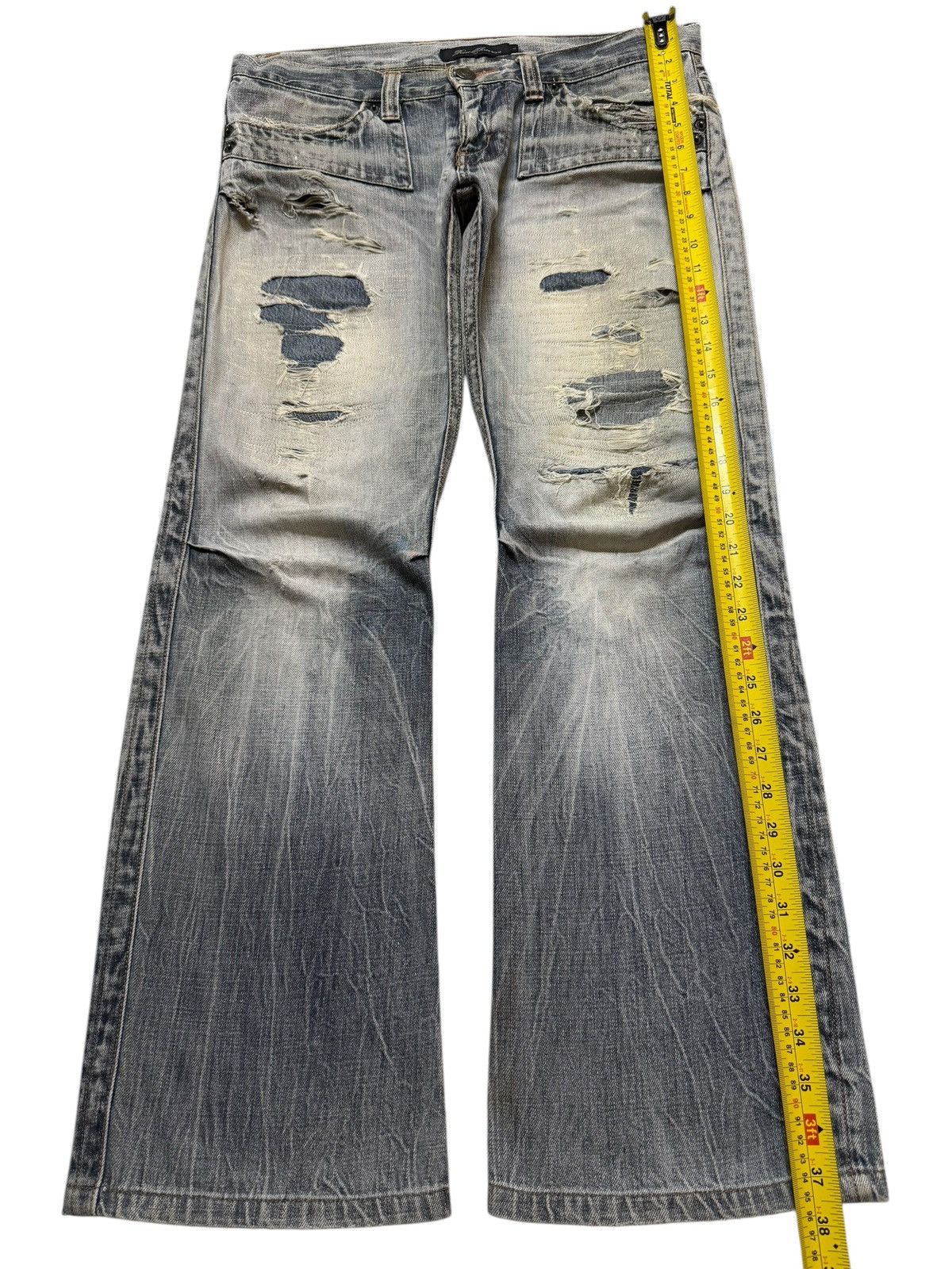 Kapital Vintage Y2K Japanese Faded Thunder Wash Distressed Flare Size US 34 / EU 50 - 9 Thumbnail