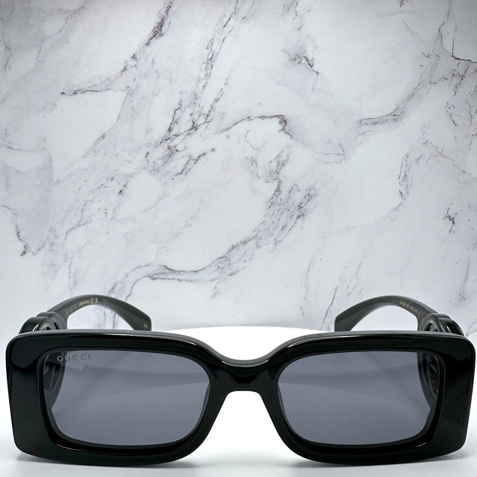 Gucci Gucci Black Sunglasses Square Interlocking GG Logo New Size ONE SIZE - 3 Thumbnail