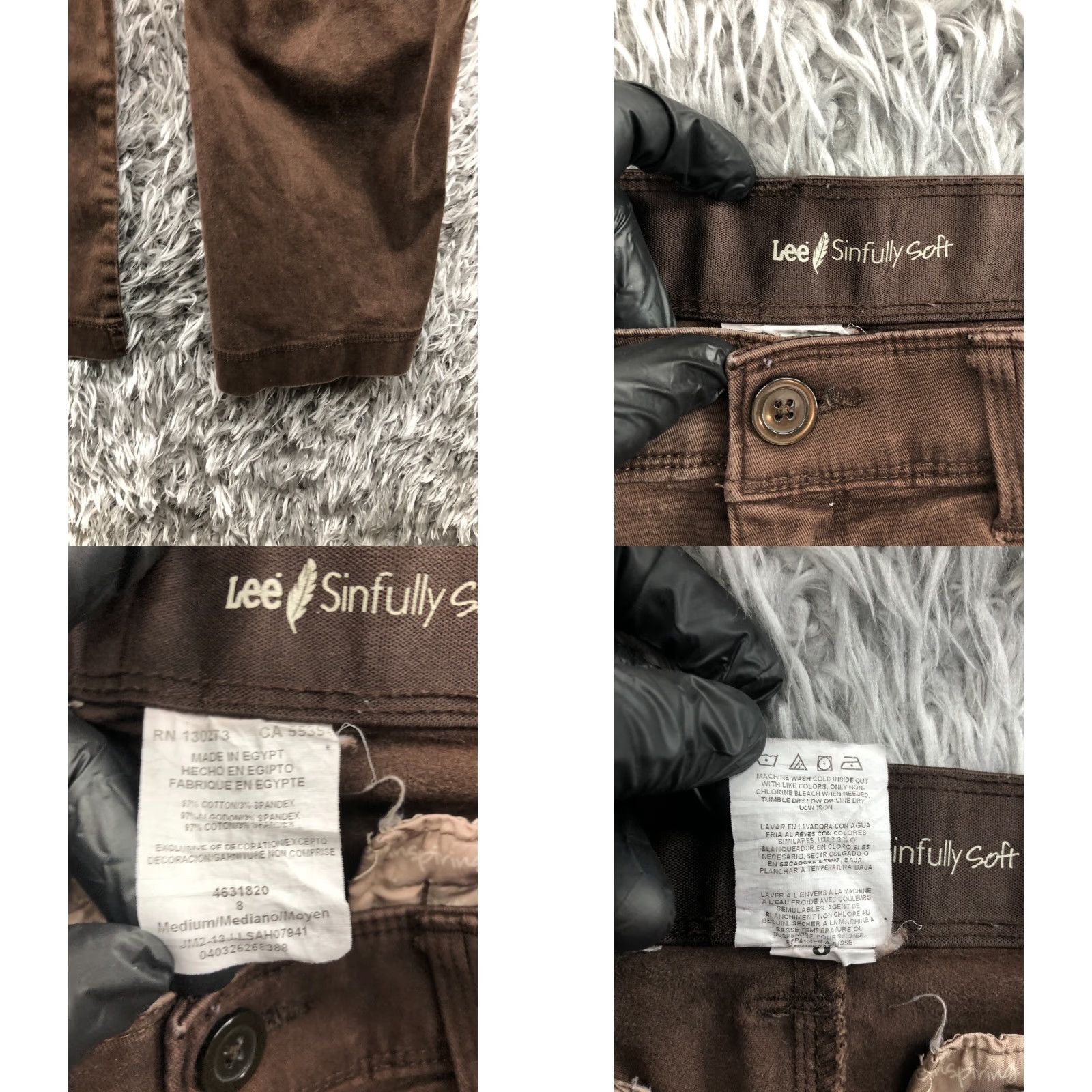 Lee Lee Womens Pants Mid Rise Chino 8 Brown Knit Stretch Pockets Button Flat Front Regular Straight Vintage: No Size 30" / US 8 / IT 44 - 8 Thumbnail