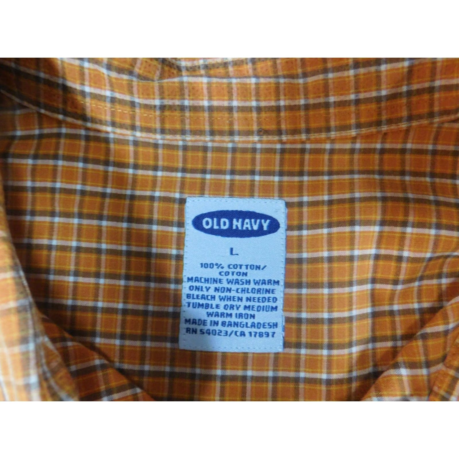 Old Navy Old Navy Shirt Mens Large Orange Plaid Button-Down Collared Short Sleeve Casual Button-Up Pocketed Size US L / EU 52-54 / 3 - 6 Thumbnail