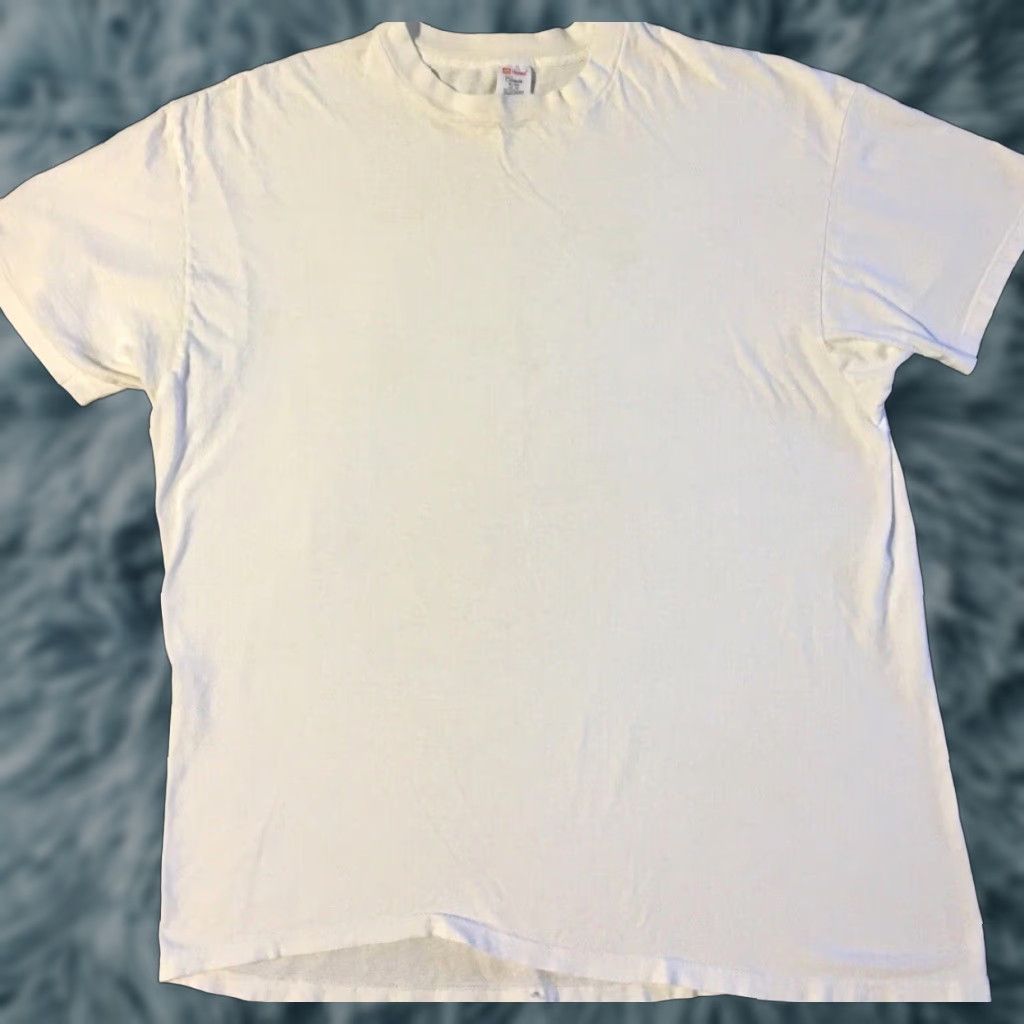 VINTAGE Hanes Shirt XL White 80s 90s Grunge Biker Punk Skate Surf Trucker Track PE Men Short Sleeve Stitch Modern Era?