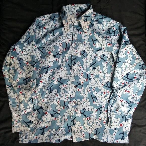 JCPenney Vintage JCPenney Cherry Blossom Polyester Disco Shirt Size US L / EU 52-54 / 3 - 2 Thumbnail