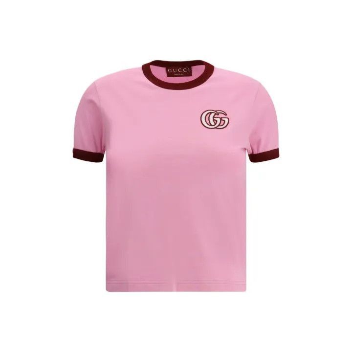 Gucci Gucci Pink Logo Print Cotton T-Shirt-2507 Size M / US 6-8 / IT 42-44 - 8 Thumbnail