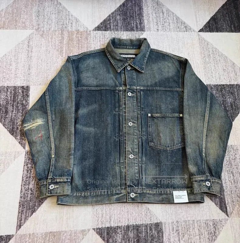 Neighborhood Neighborhood Washed Hustlas Jacket Denim Chore Paint