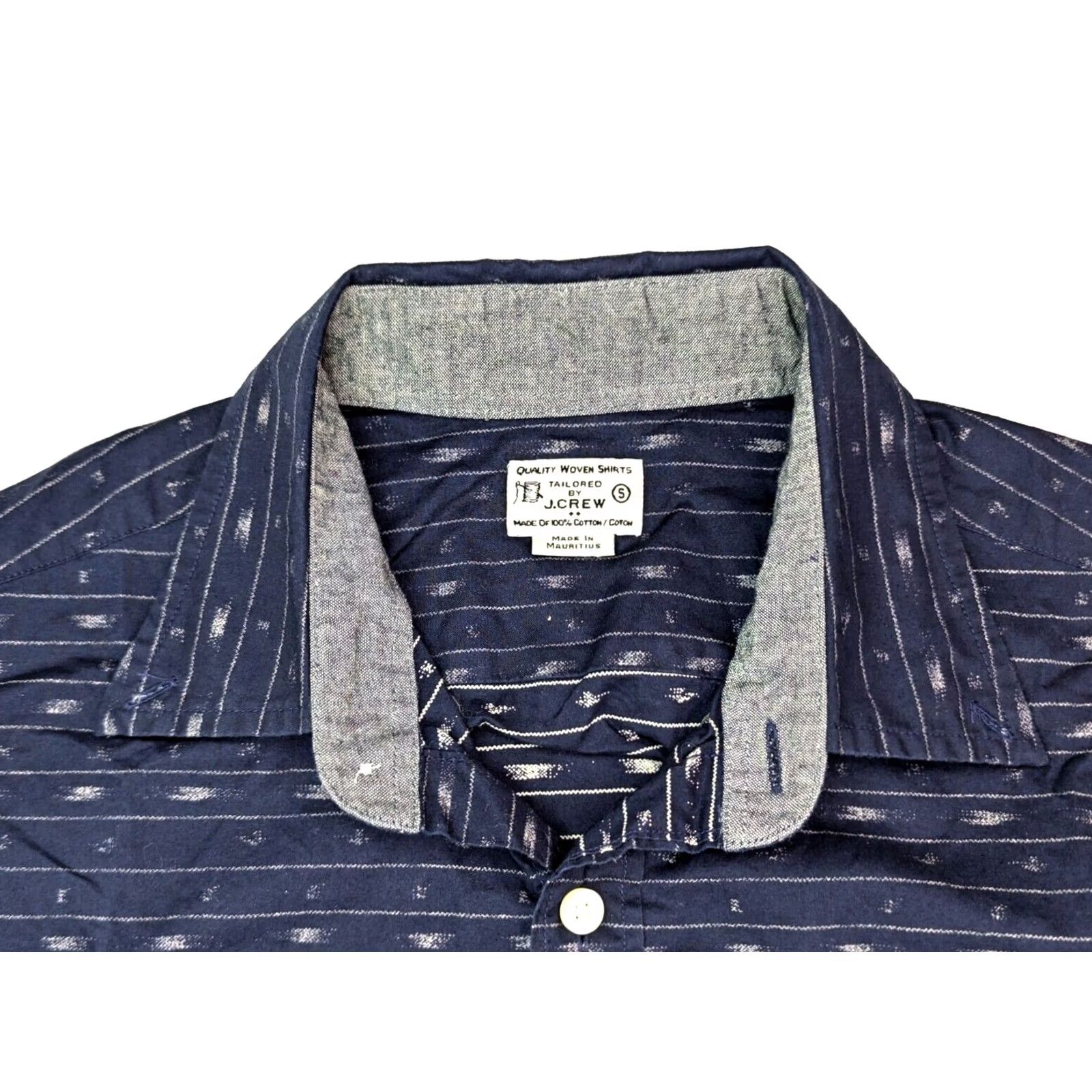 J.Crew J. Crew Button-Up Shirt Geometric Navy Blue Gray Long Sleeve Men’s Small Cotton Woven Shirt - 38 Chest — Regular Fit Size US S / EU 44-46 / 1 - 4 Thumbnail