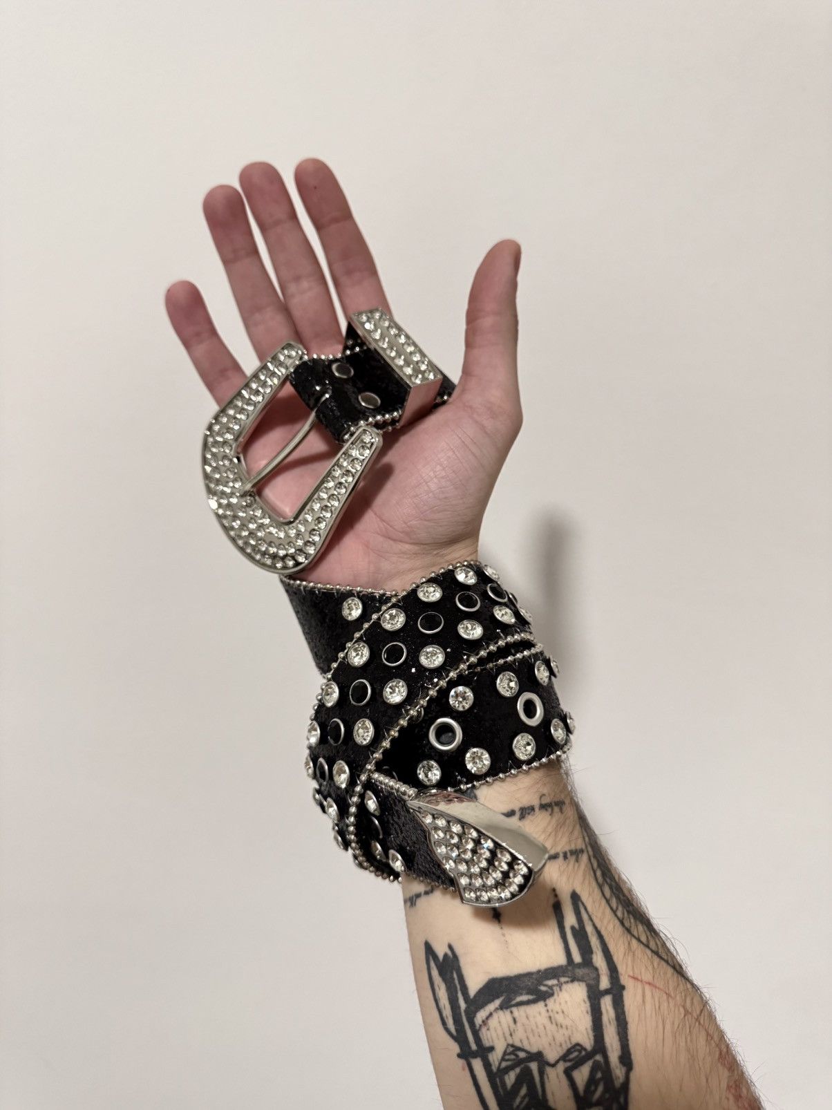 Crazy Rhinestones Leather B.B Simon Style Belt