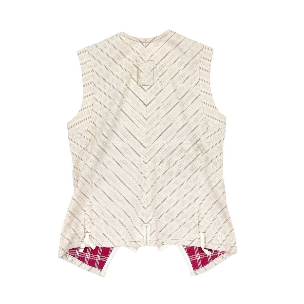 Designer × Marithe + Francois Girbaud Striped Suit Beige Cotton Vest Size US M / EU 48-50 / 2 - 5 Thumbnail
