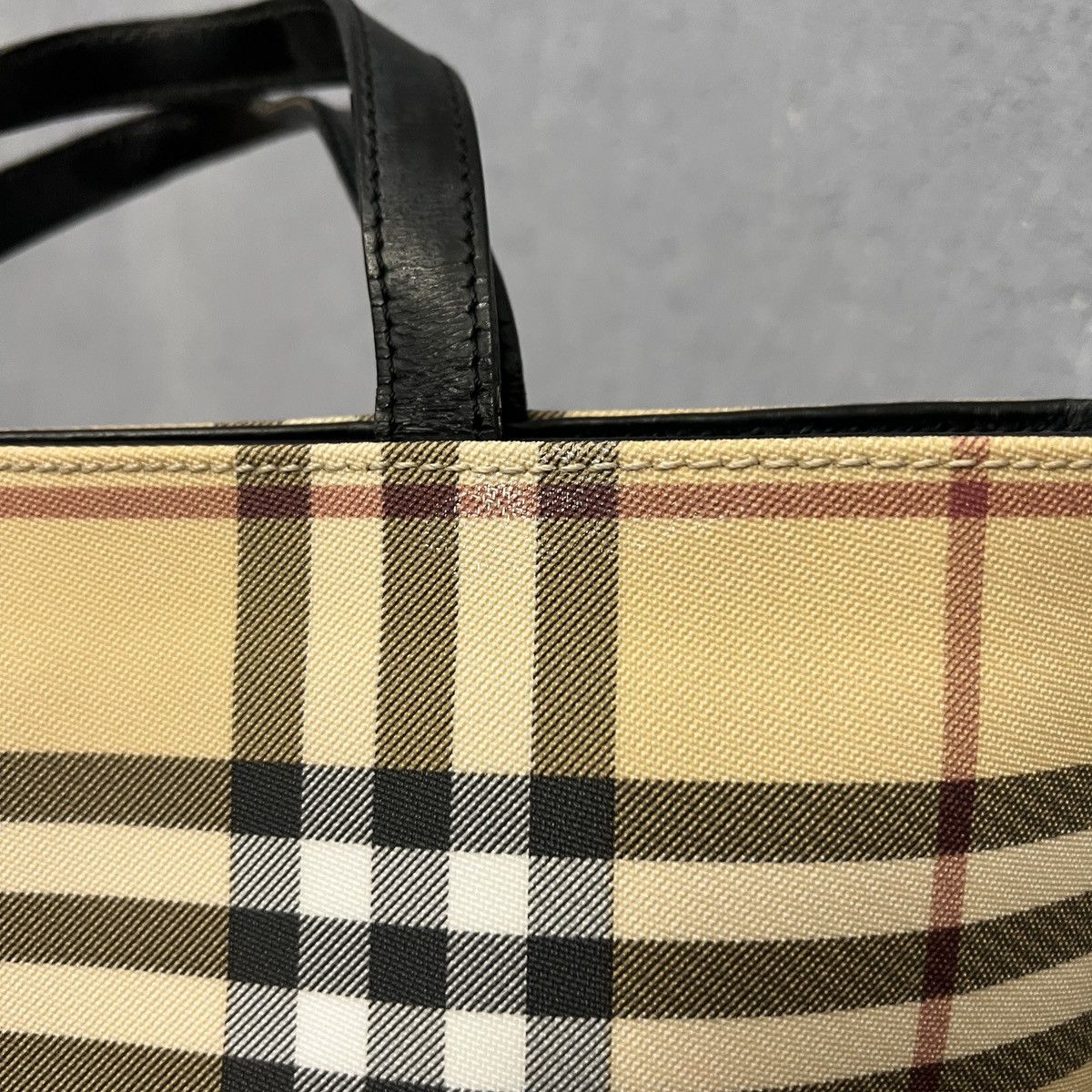 Burberry London Beige Nova Check Tote Double Handles Bag