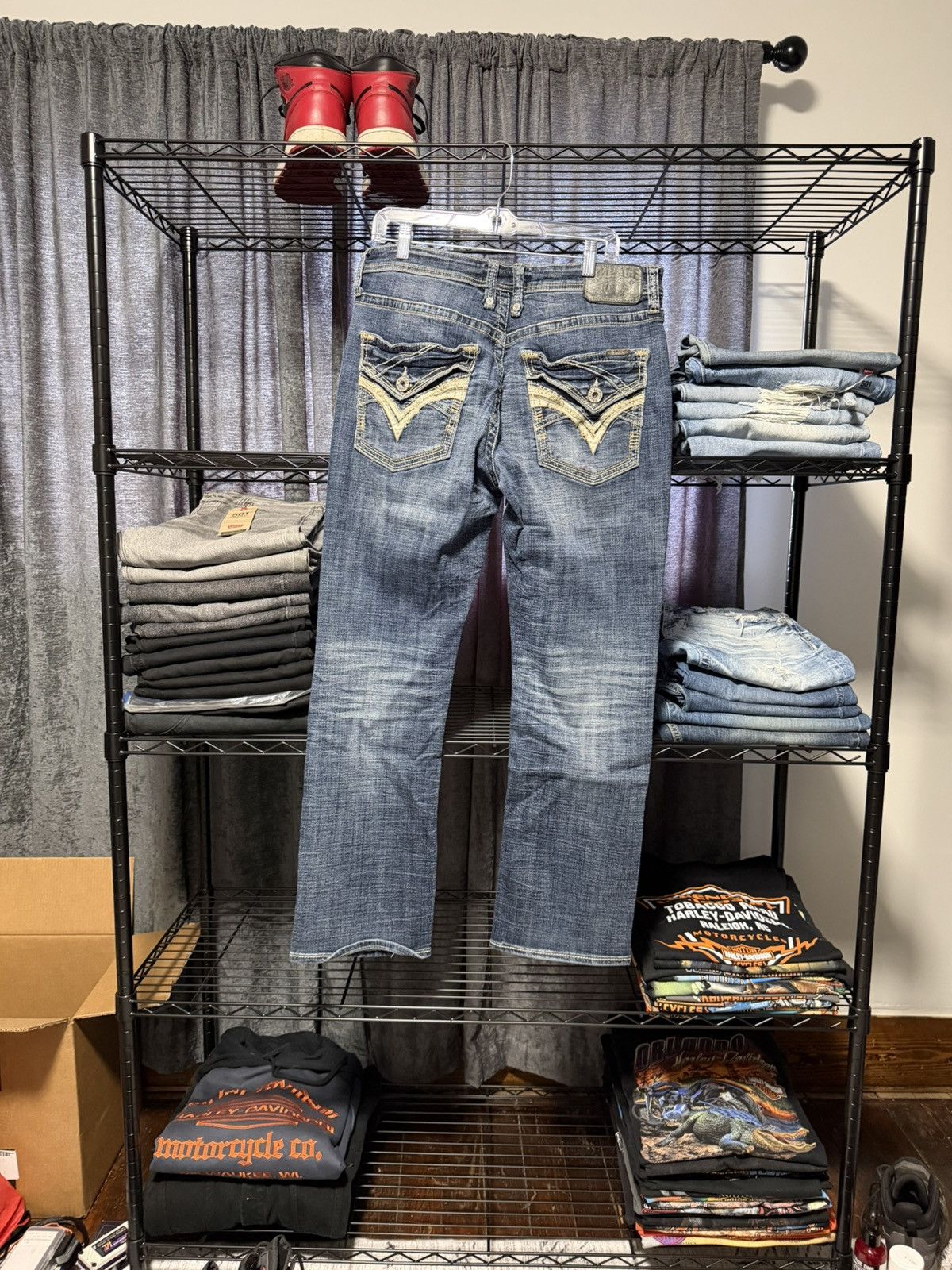Salvage Salvage Mayhem Straight Distressed 33x32 33R Jeans Buckle Size US 33 - 3 Thumbnail