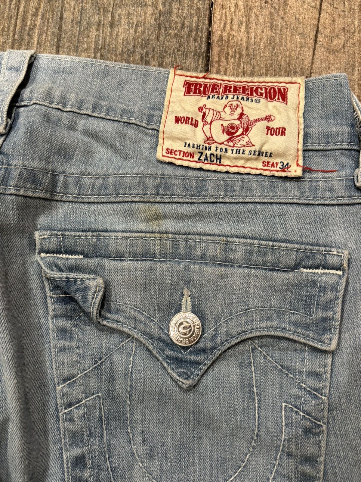 True Religion Lightwash Horseshoe Flap Skinny Jeans Size US 32 / EU 48 - 3 Thumbnail