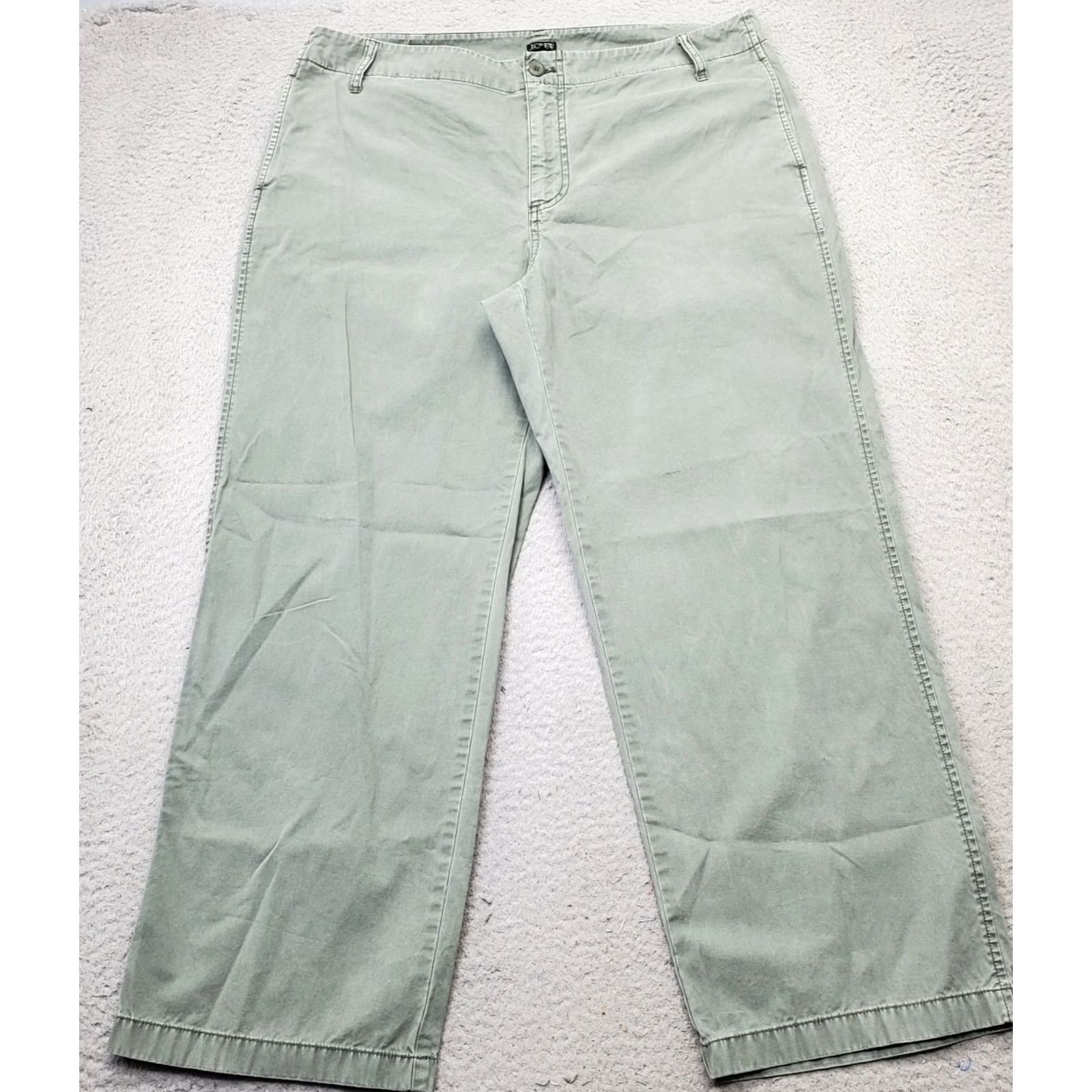 J.Crew J.CREW Chino Pants Mens Size 33 Green Regular Fit Stretch Low Waist Straight Leg Shirt Size US 33 - 2 Thumbnail