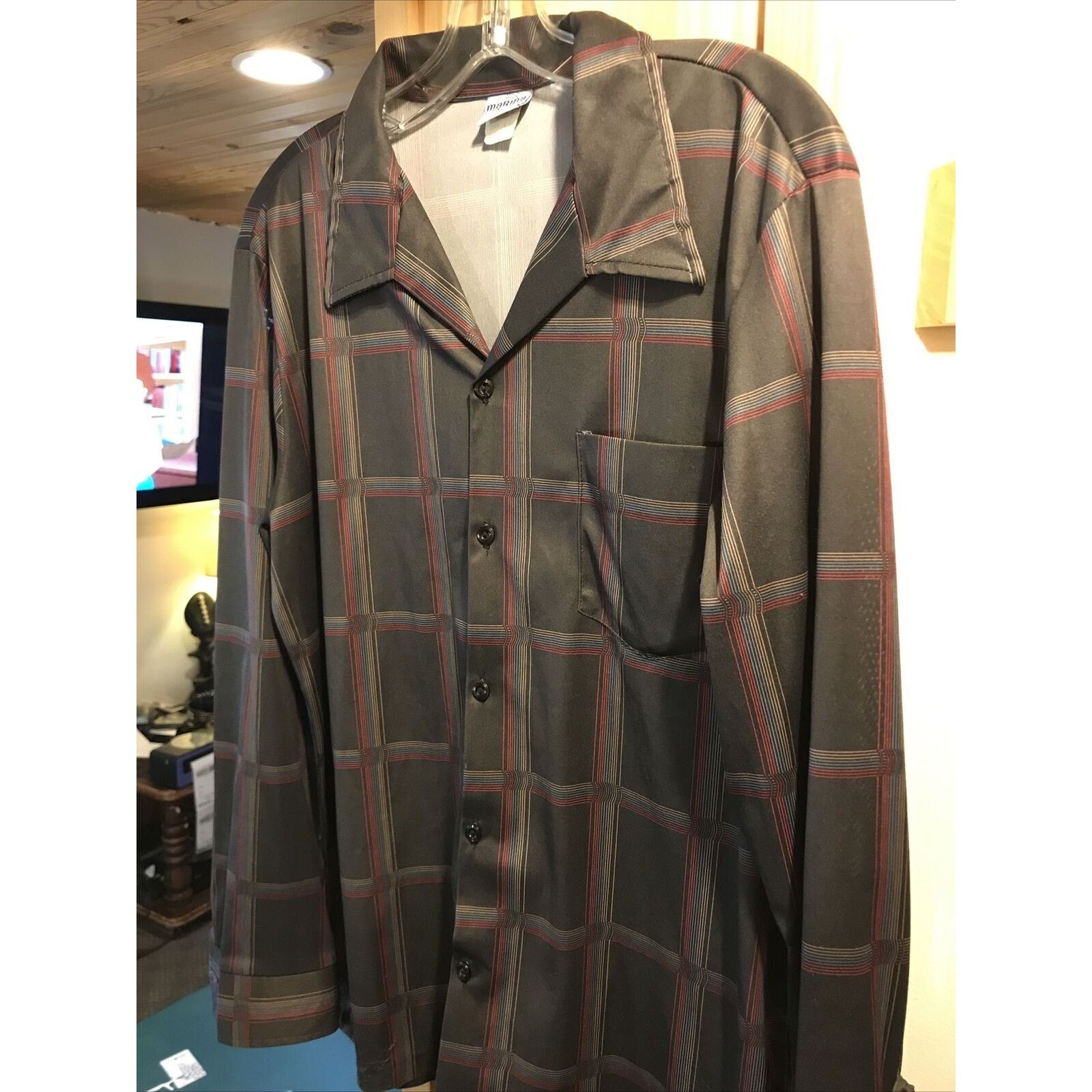 Other Marina of California VTG Mens L Brown Striped LS Poly Shirt Size US L / EU 52-54 / 3 - 6 Thumbnail