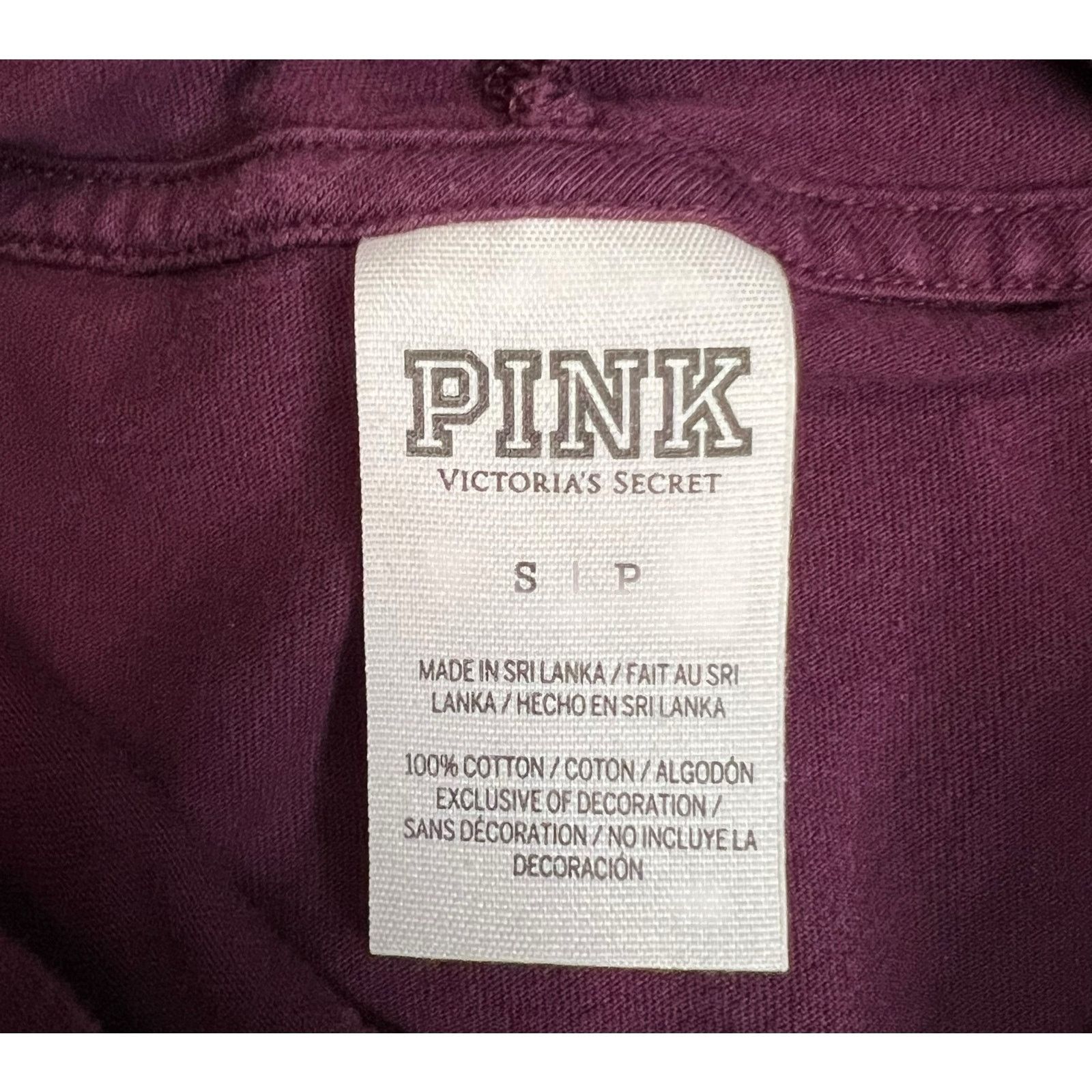 Pink Victoria’s Secret PINK Hoodie – Burgundy – Women’s Small Size S / US 4 / IT 40 - 6 Thumbnail