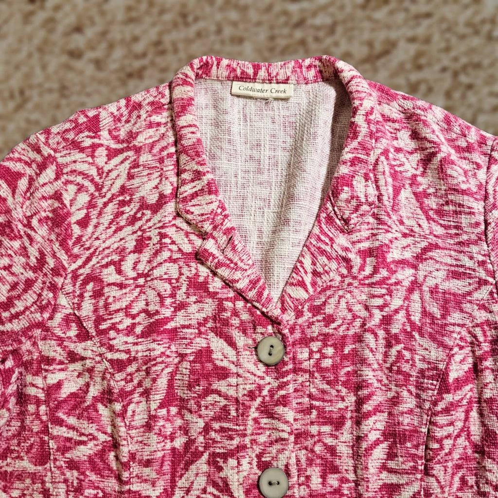 Coldwater Creek Coldwater Creek Blazer Women L Pink White Floral 3/4 Sleeve Tweed Jacket Career Size L / US 10 / IT 46 - 1 Thumbnail
