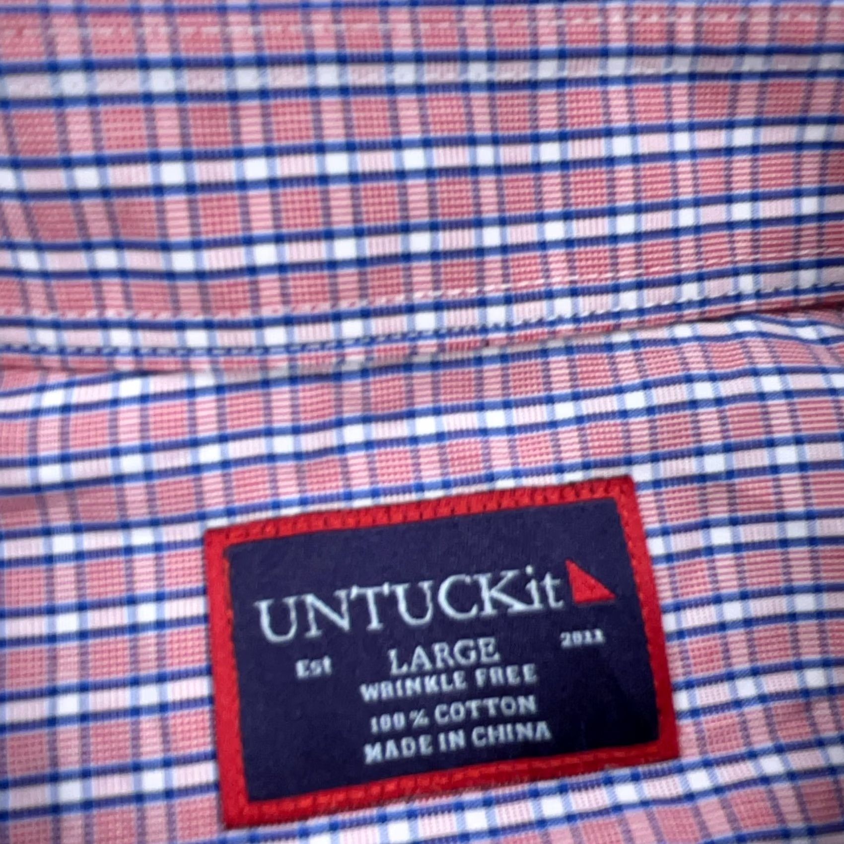UNTUCKit UNTUCKit Shirt Adult Men Large Pink Blue Plaid Button Up Casual Dress Poplin Size US L / EU 52-54 / 3 - 5 Thumbnail