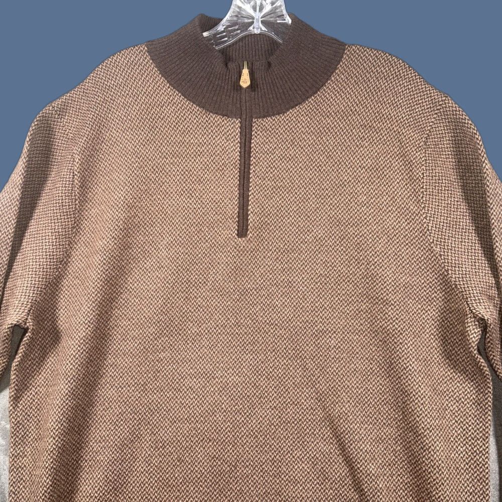 Brooks Brothers Brooks Brothers Sweater 1/4 Zip XL Mens Knit Wool Brown Pullover Regular 100% Merino Lightweight Office Business Casual Workwear Italian Size US XL / EU 56 / 4 - 1 Thumbnail