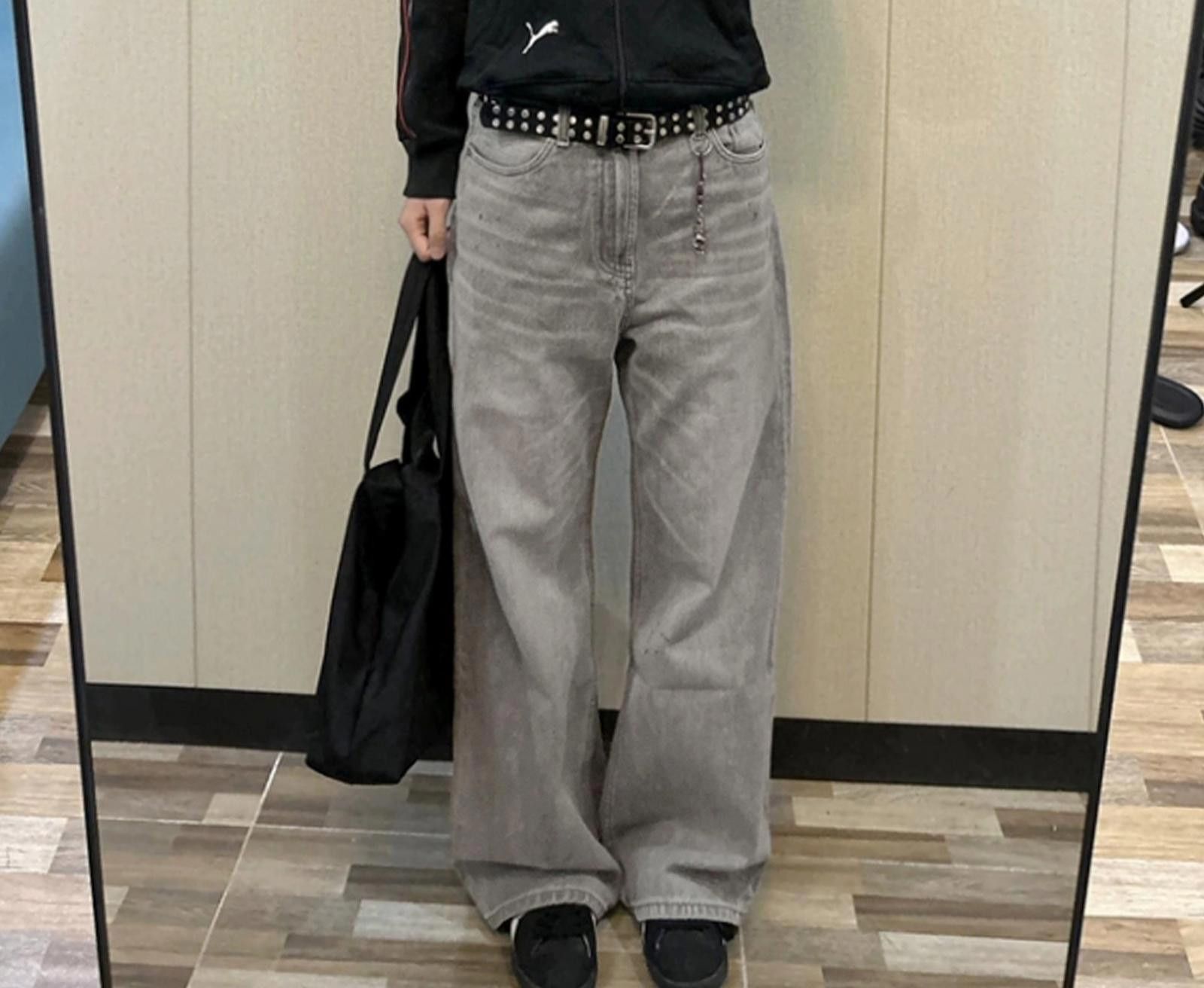 Vintage Gray Wide Leg Jeans, Loose Fit Casual Denim Pants Size US 32 / EU 48 - 2 Thumbnail