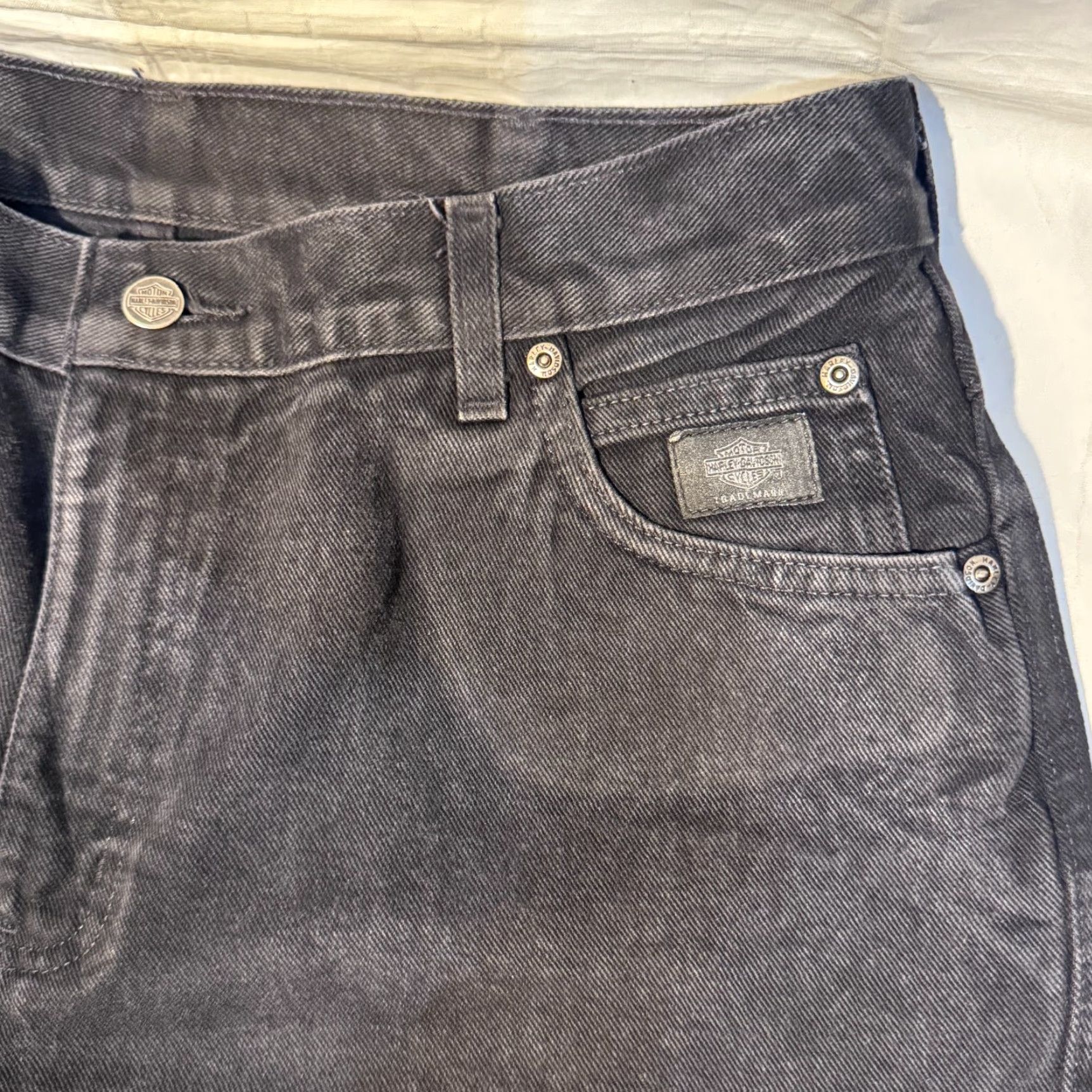 Harley Davidson VINTAGE Harley-Davidson Jeans Womens 32x28 Black Denim Bootcut Straight 90s Biker USA Logo Harley-Davidson 5-Pocket Design Size 24" / US 00 / IT 34 - 3 Thumbnail