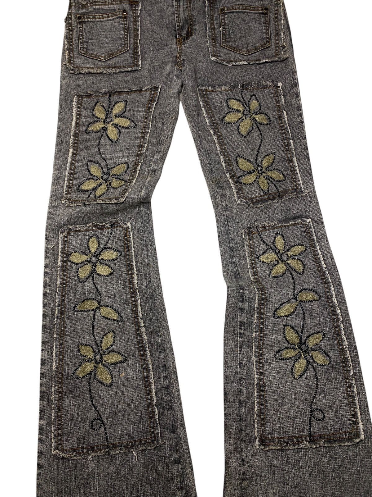 If Six Was Nine 2000's Japanese Floral Flared Seawashed Bootcut Jeans Size US 27 - 3 Thumbnail