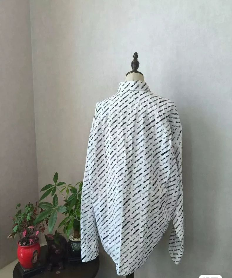 Balenciaga Balenciaga White Logo Print Shirt 38 Size US M / EU 48-50 / 2 - 1 Thumbnail