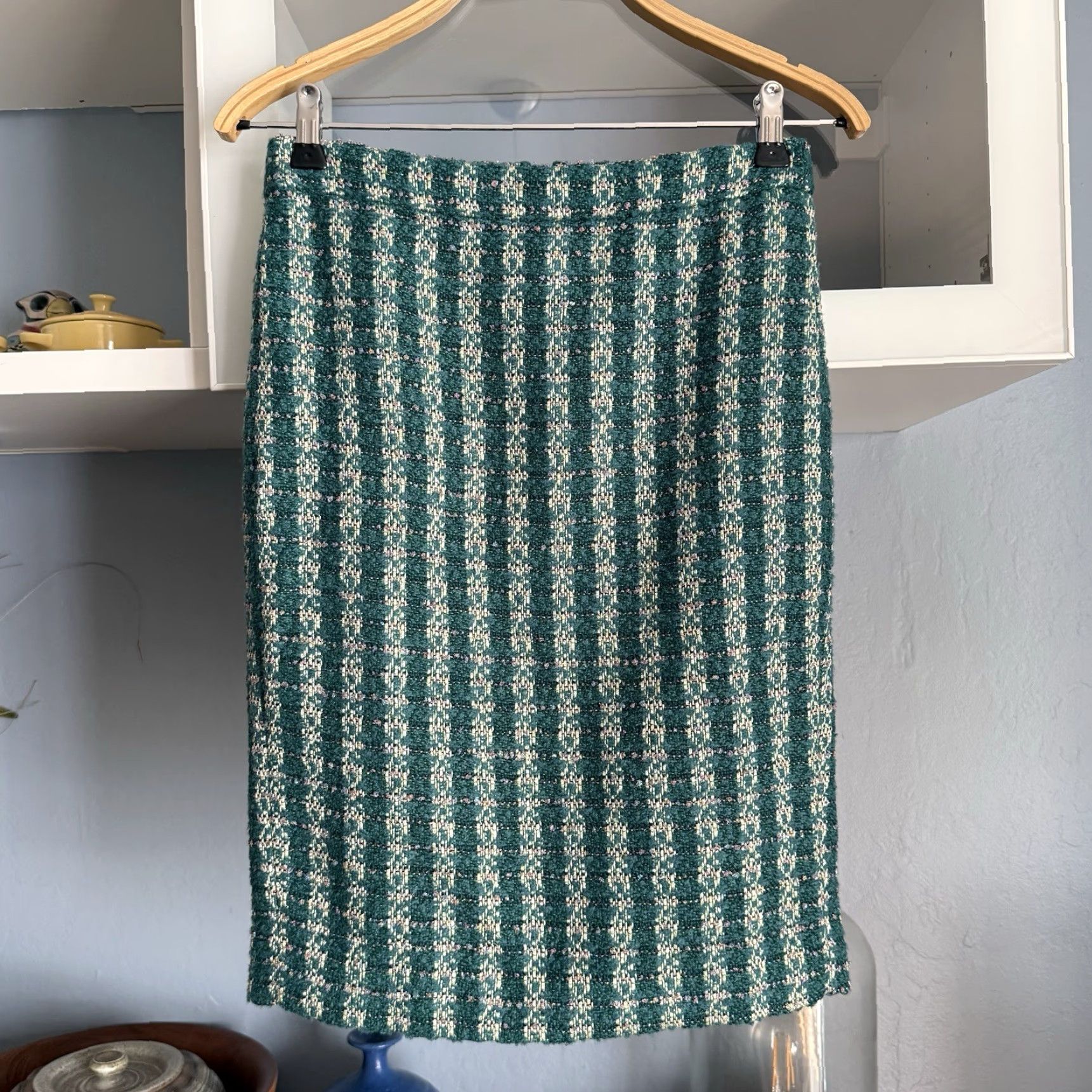 J.Crew J. Crew No. 2 Pencil Skirt in Emerald Tweed Size 00 Size 24" / US 00 / IT 34 - 7 Thumbnail