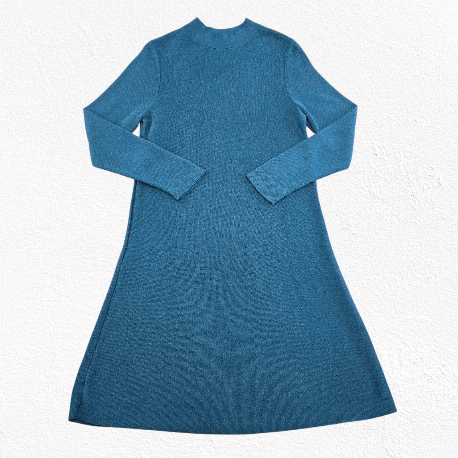 Other J. Jill Teal Mock Neck Midi Sweater Dress Size Small Petite Size S / US 4 / IT 40 - 2 Thumbnail