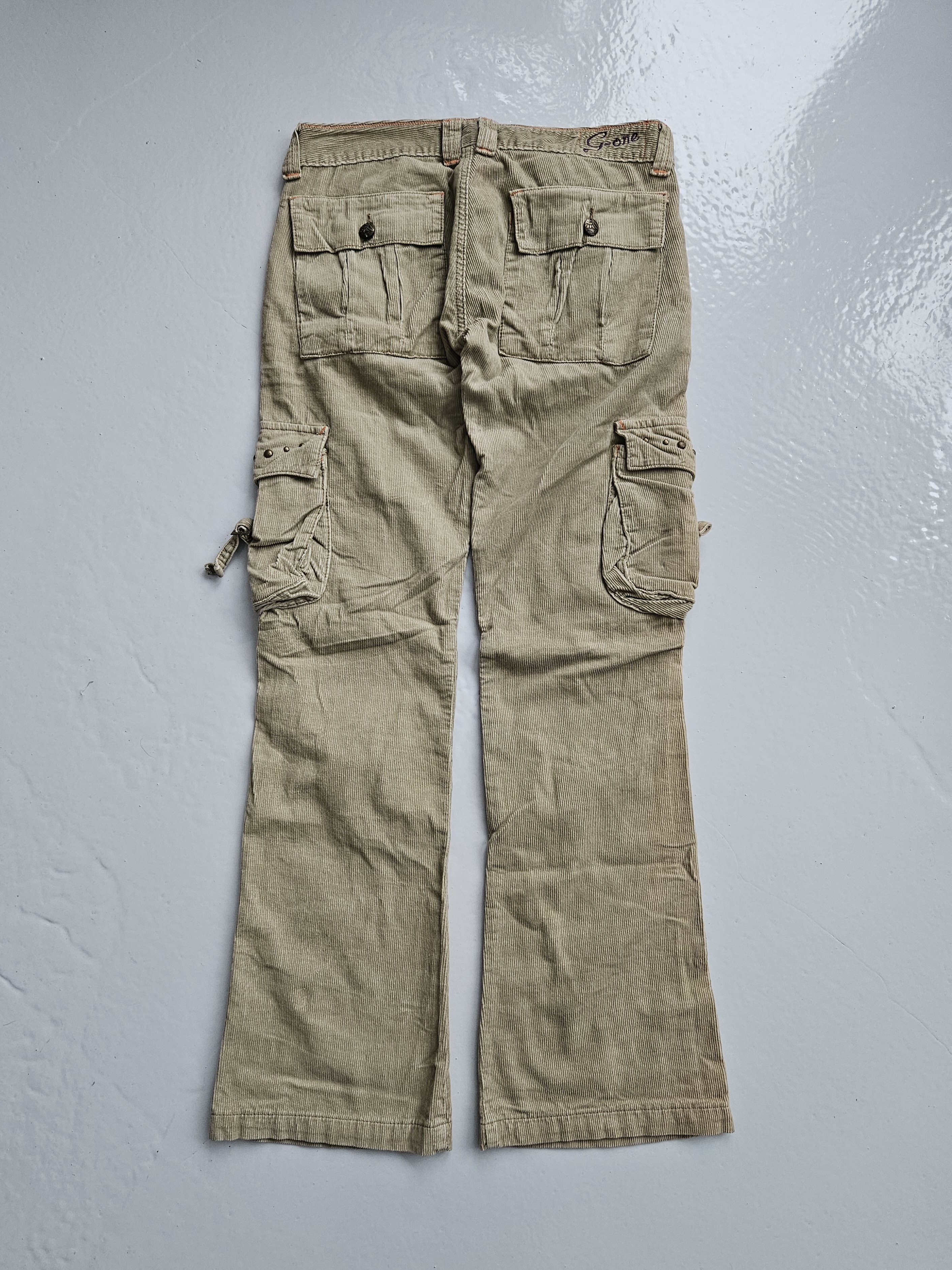 Vintage Vintage y2k corduroy studded bondage cargo flared pants Size 30" / US 8 / IT 44 - 2 Thumbnail