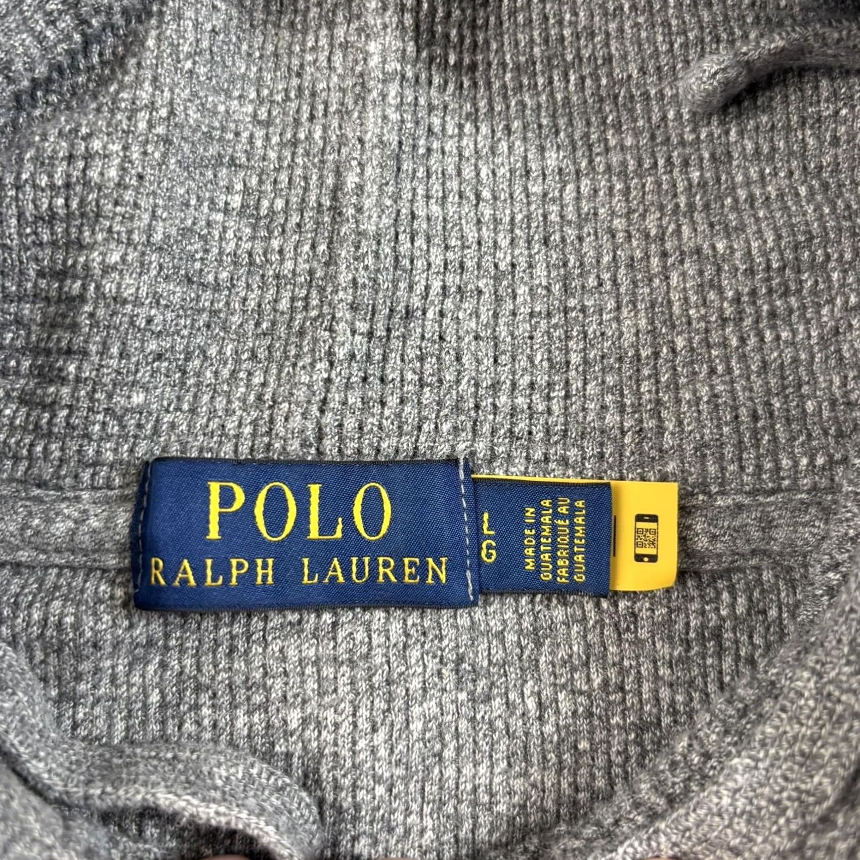 Polo Ralph Lauren Polo Ralph Lauren Hoodie Mens L Gray Thermal Knit Pullover Hooded Pockets Logo Embroidered Cotton Crew Neck Fall Size US L / EU 52-54 / 3 - 3 Thumbnail