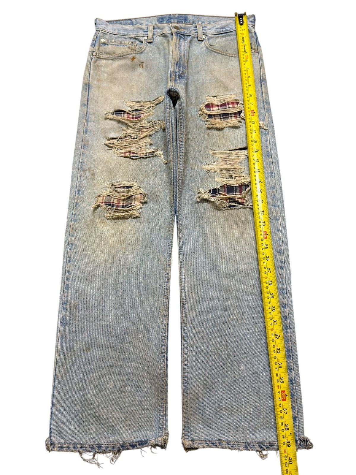 If Six Was Nine Vintage 90s Japanese Mud Wash Ripped Destroyed Straight Leg Size US 31 - 10 Thumbnail