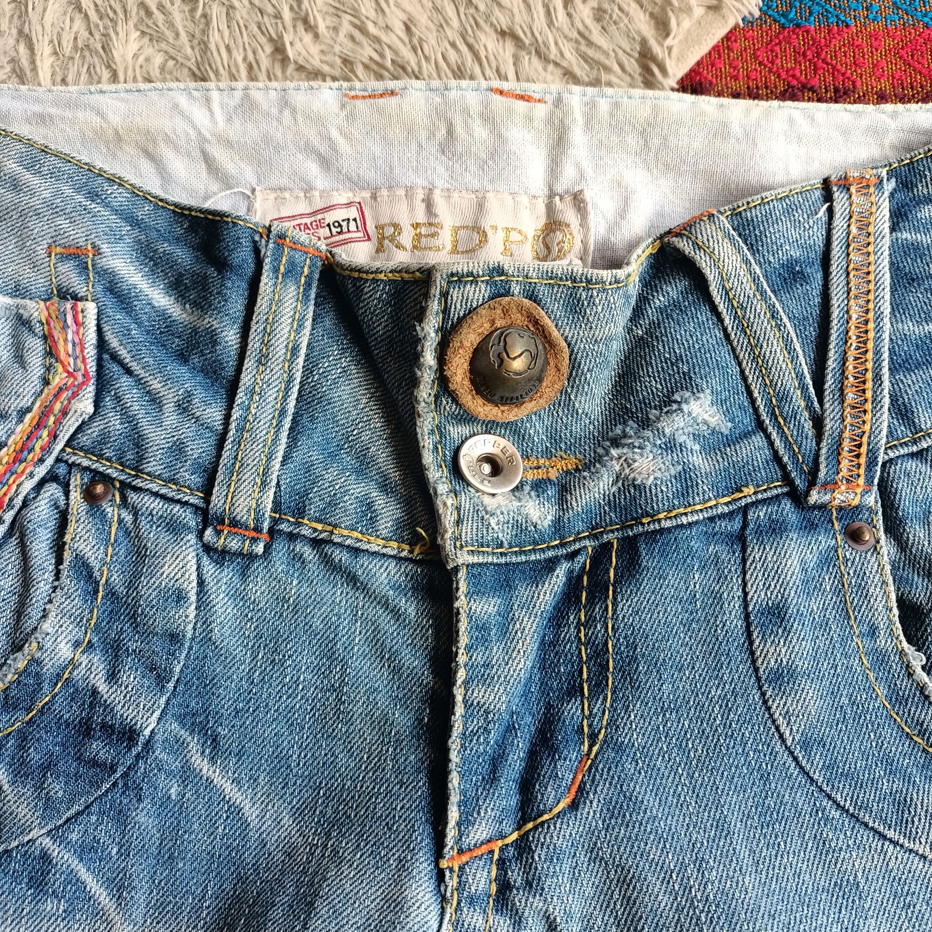 Tornado Mart Red papper Japan rainbow stitch flare denim Size US 30 / EU 46 - 6 Thumbnail