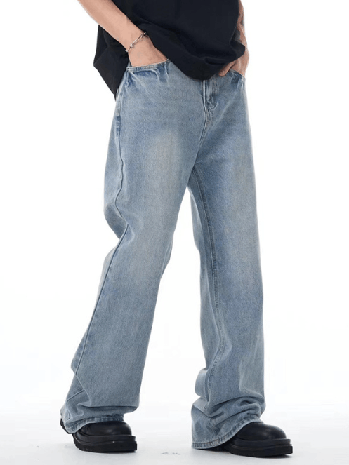 Japanese Brand × Jean Loose men's light blue washed distressed casual flared jeans Size US 32 / EU 48 - 2 Thumbnail