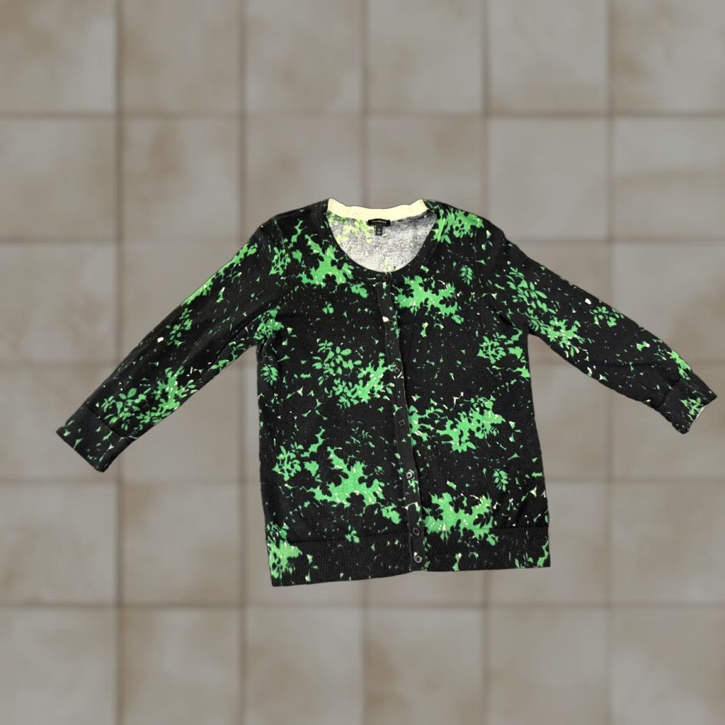 Talbots Talbots cardigan Womens Medium black green floral button front lightweight Size M / US 6-8 / IT 42-44 - 1 Thumbnail