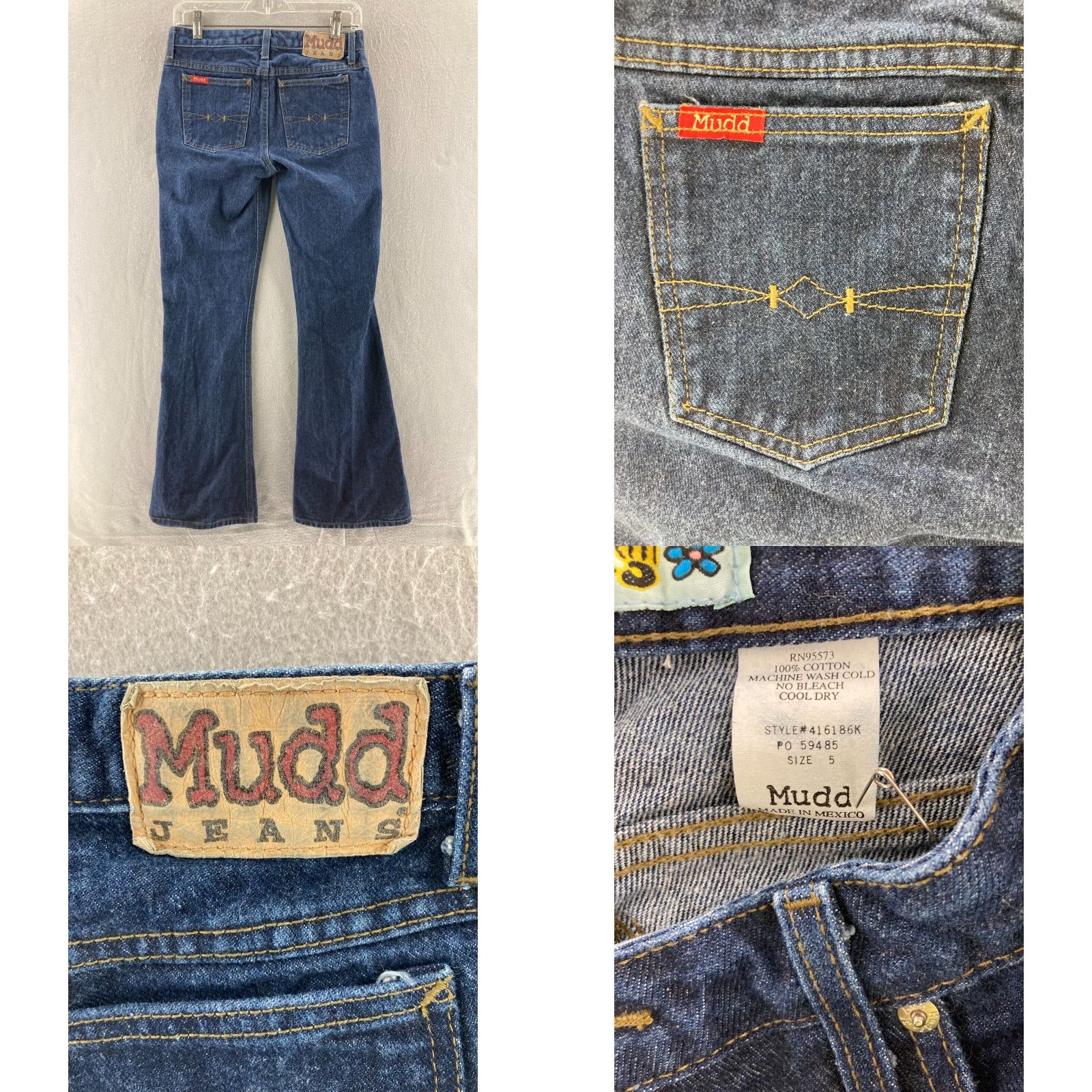 Vintage VINTAGE Mudd Jeans Women’s 5 Low Rise Flare Denim Jeans 90s Blue 100% Cotton Womens Size 5 Inseam 31" Mens/ Women? (Wait) Size 27" / US 4 / IT 40 - 8 Thumbnail