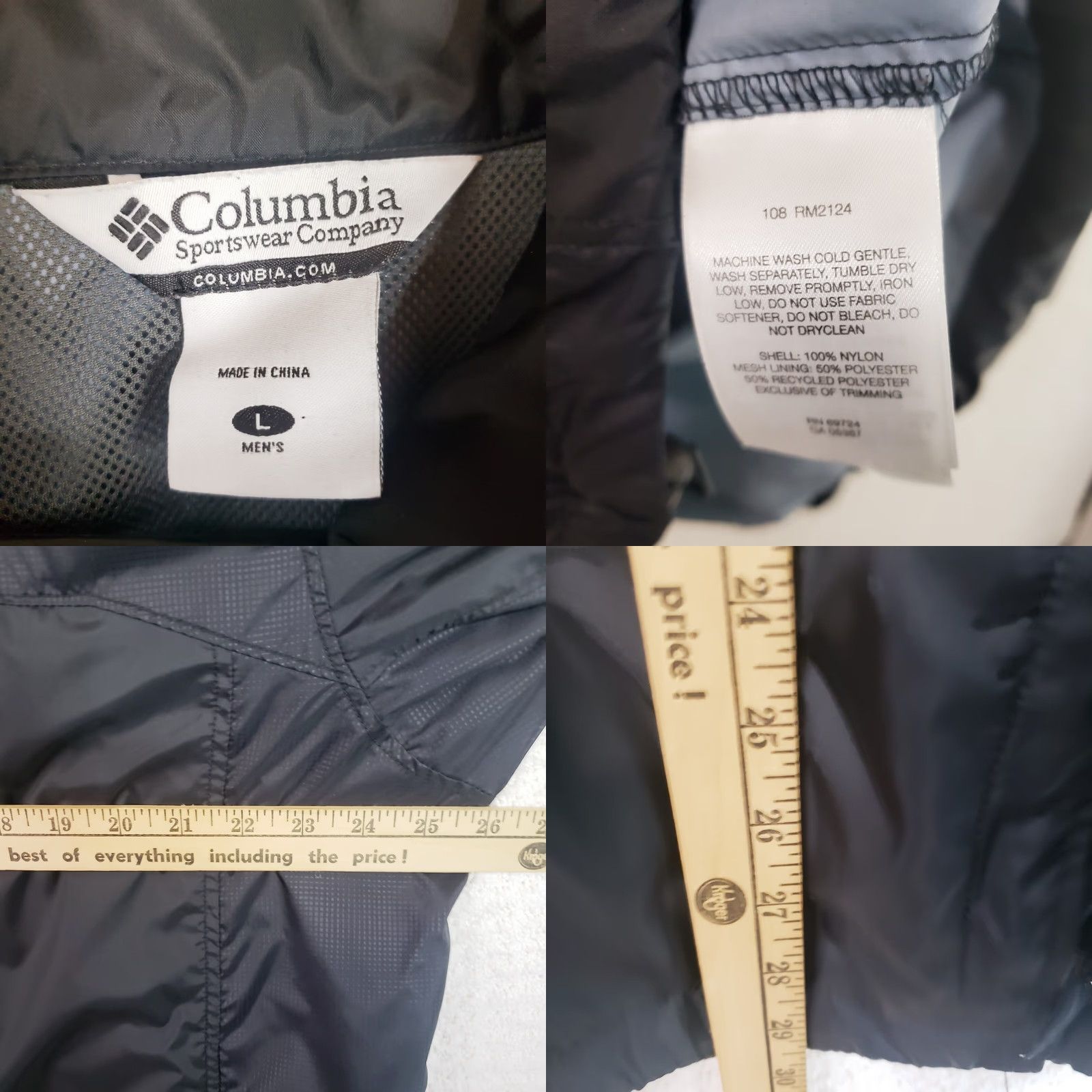 Rains Columbia Hooded Rain Coat Jacket Long Sleeve Black Full Zip Pockets Standup Collar Mens L Rain Size US L / EU 52-54 / 3 - 10 Thumbnail