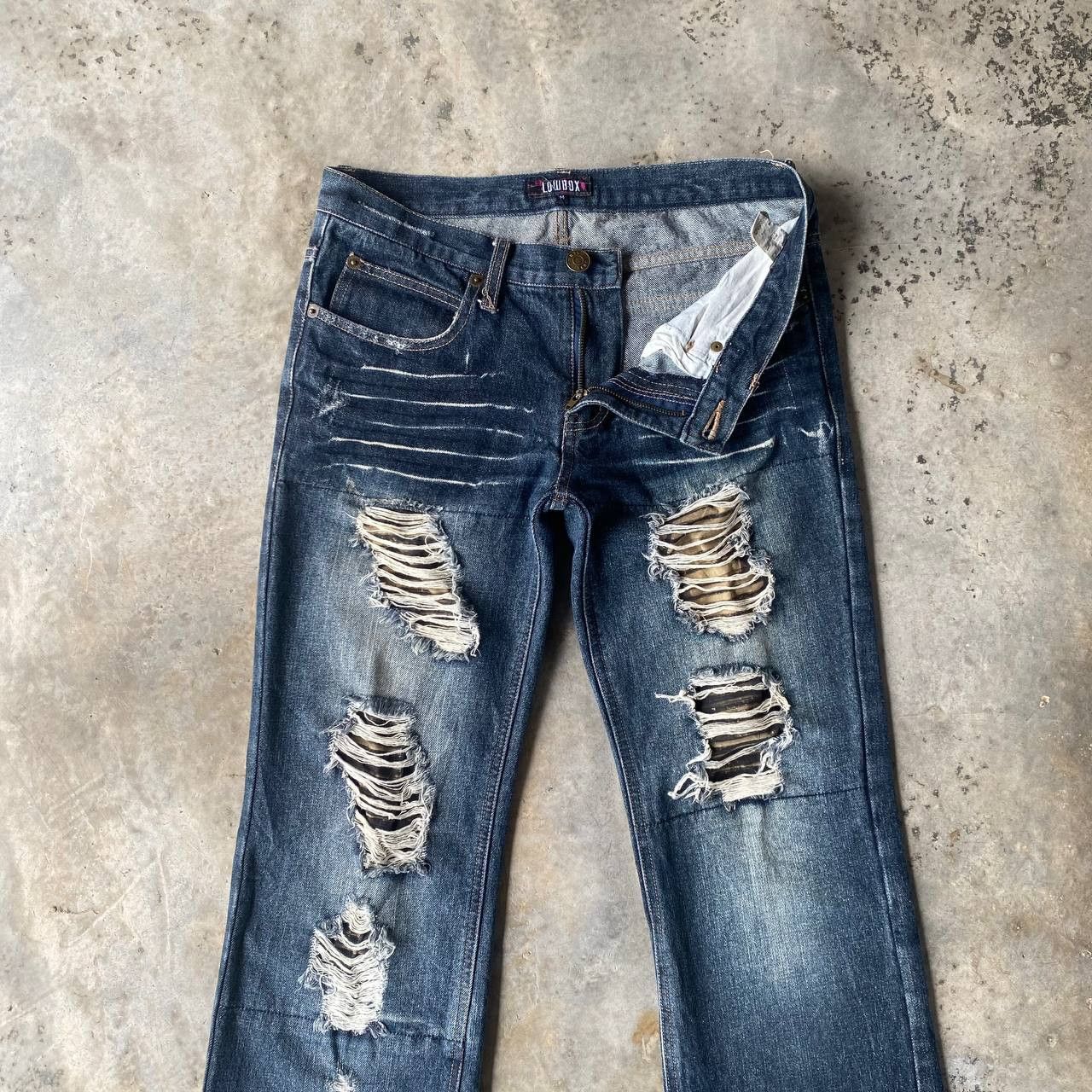 LOWBOX ARCHIVE Lowbox "Shredded" Distressed Flare Cyberpunk Size US 29 - 6 Thumbnail