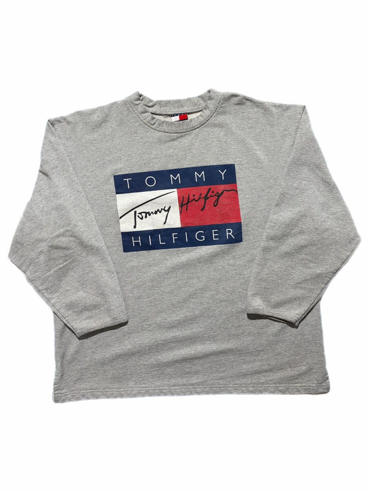 Tommy Hilfiger Vintage Tommy Hilfiger Sweatshirt Mens XL Gray Flag Logo 90s Size US XL / EU 56 / 4 - 1 Thumbnail