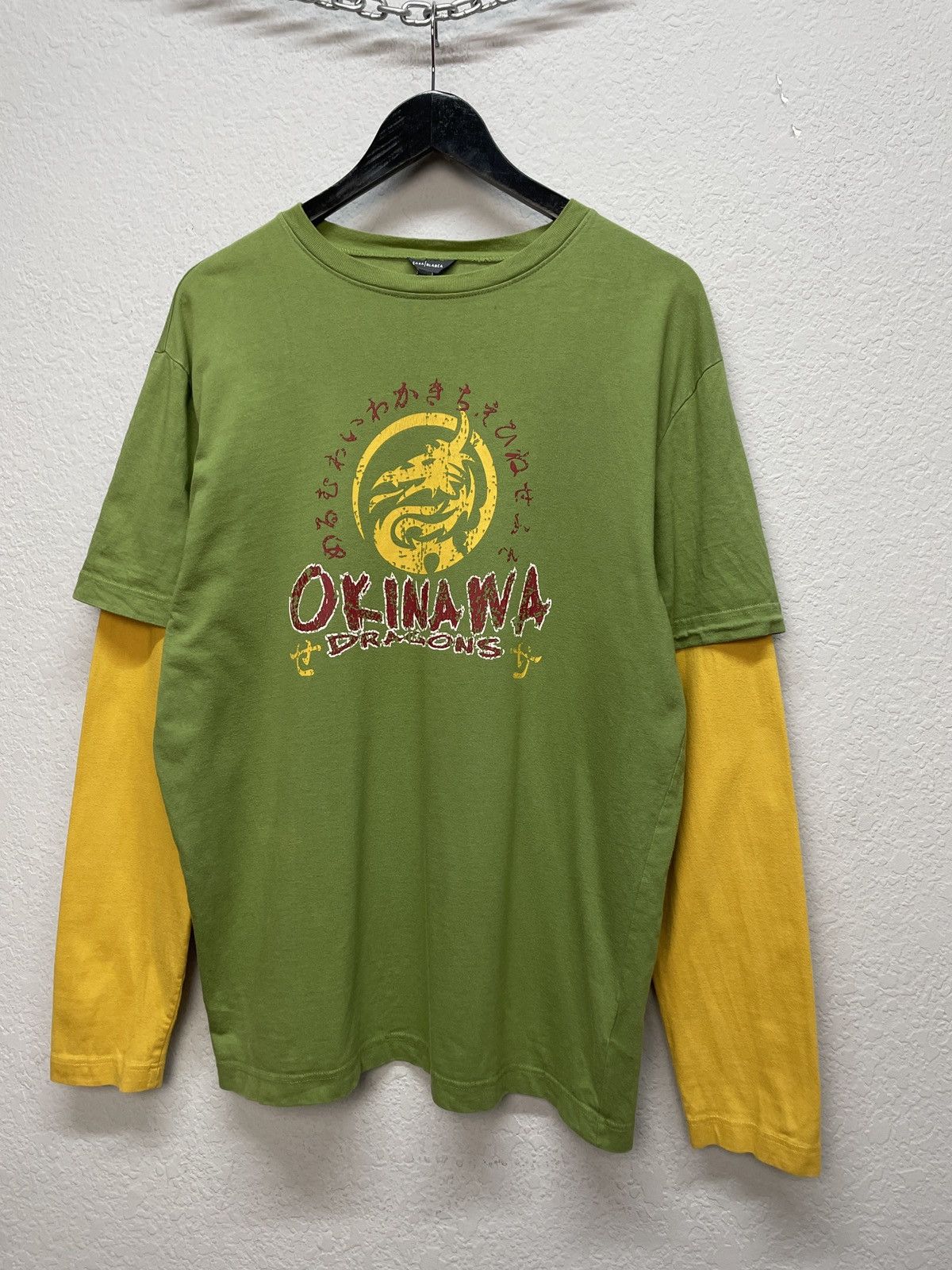 Japanese Brand Vintage y2k Okinawa Dragon Graphic Layered Longsleeve Tee Size US L / EU 52-54 / 3 - 4 Thumbnail