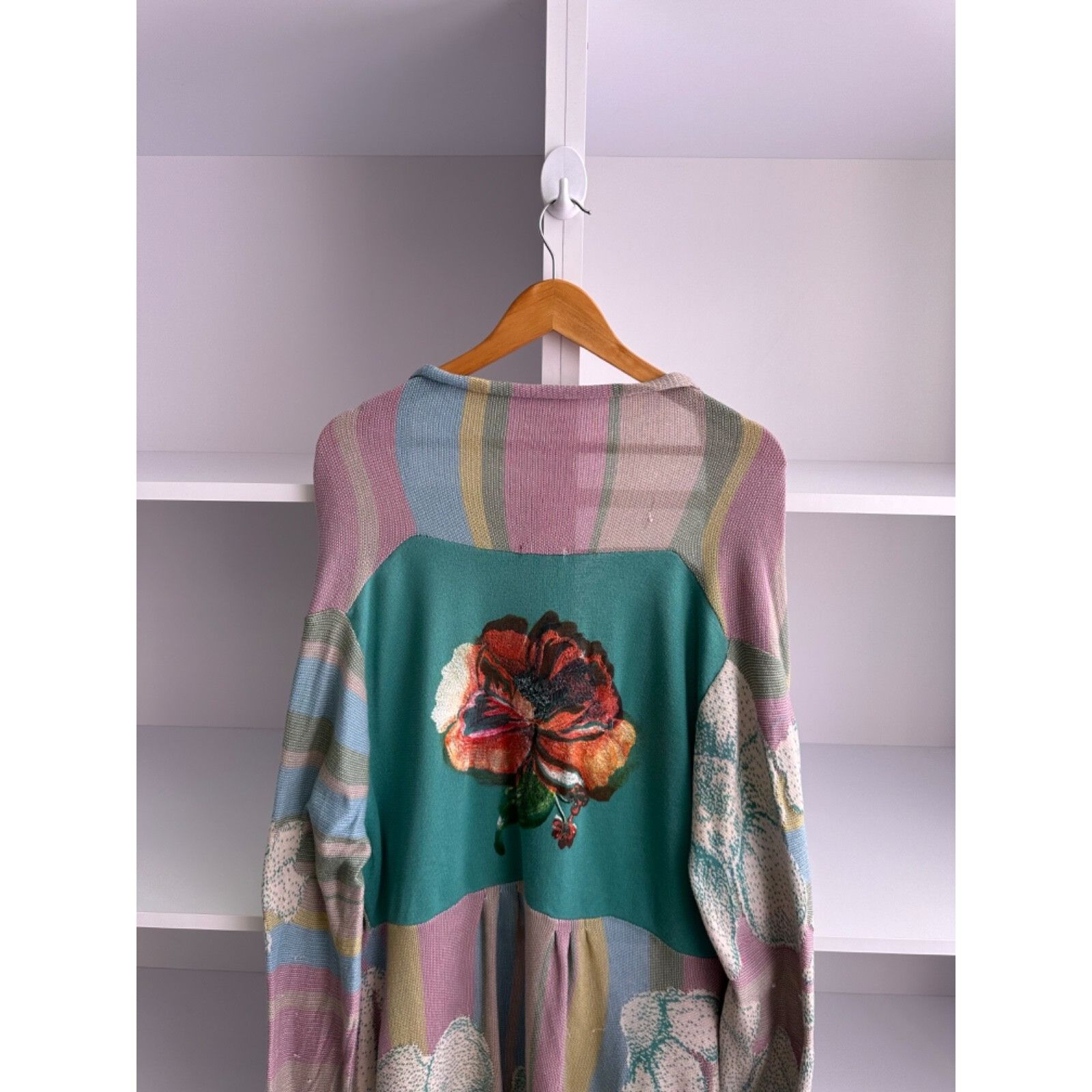 Vintage VTG Ivko Sebian Long Wrapover Cardigan Floral Pattern Print Size L / US 10 / IT 46 - 9 Thumbnail