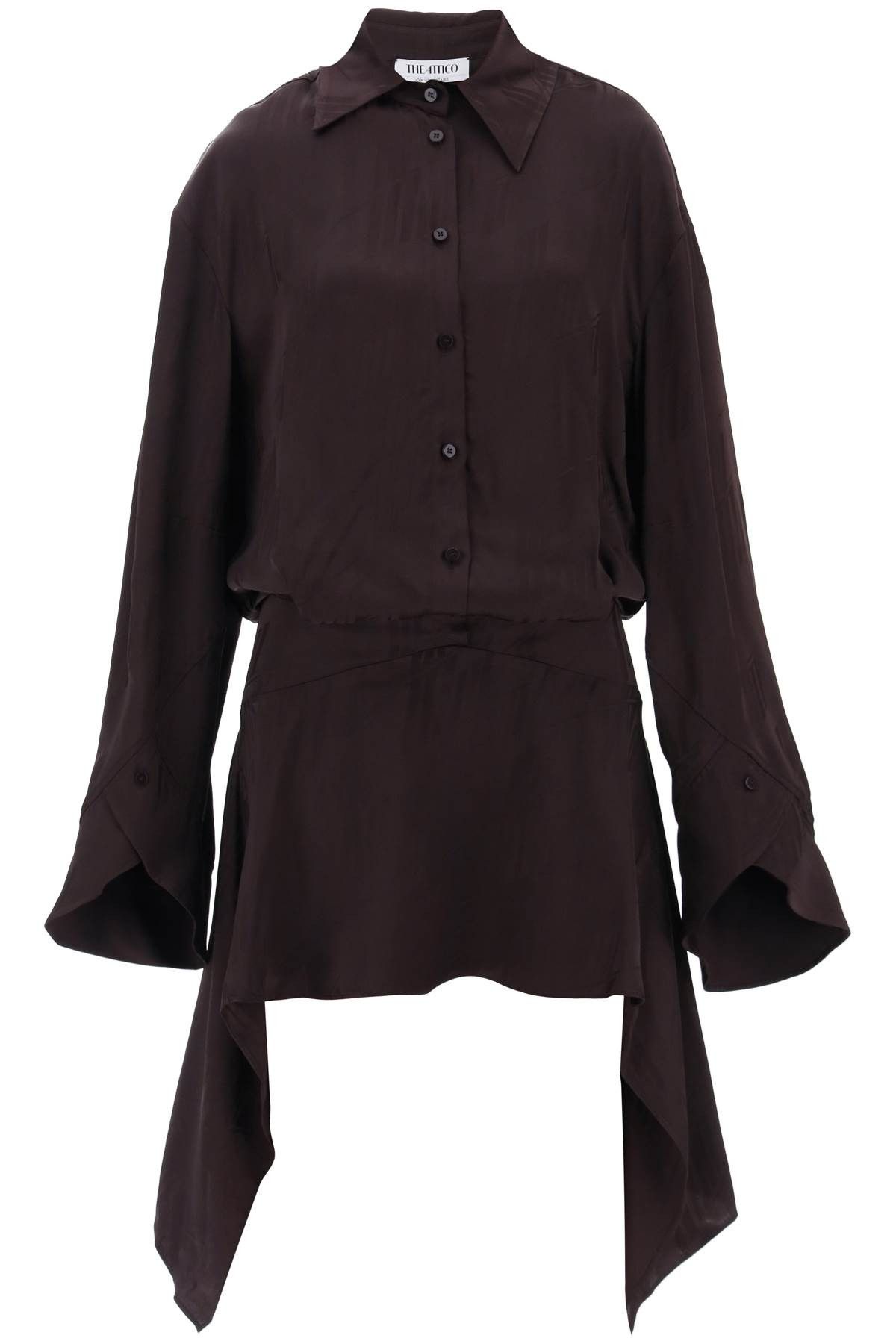 image of The Attico 'mischa' Mini Chemisier Dress in Marrone, Women's (Size Medium)