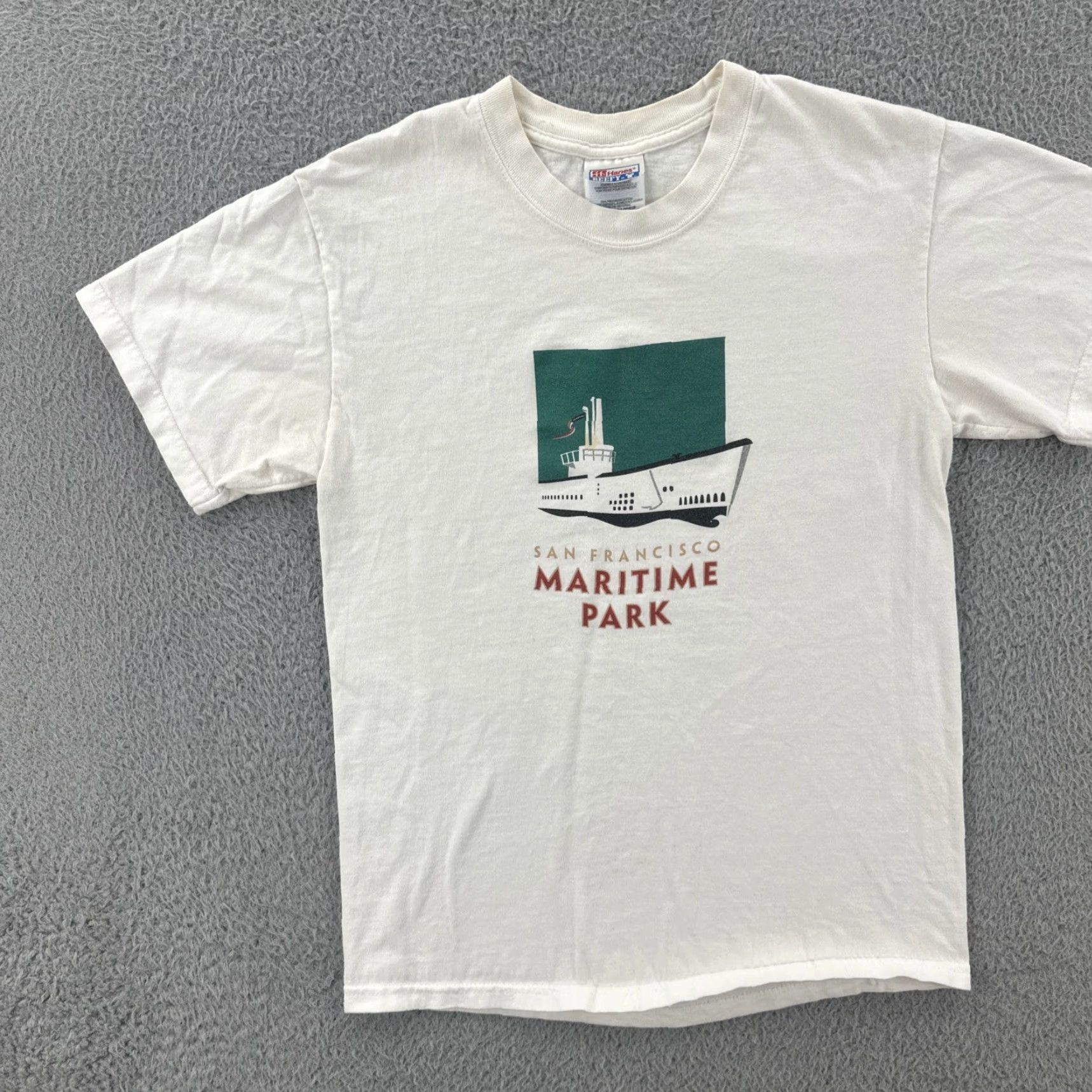 Hanes VINTAGE Hanes Beefy-T Shirt Adult S White Men 90s California USA San Francisco Maritime Park Short Sleeve Crew Neck Shirts Size US S / EU 44-46 / 1 - 3 Thumbnail