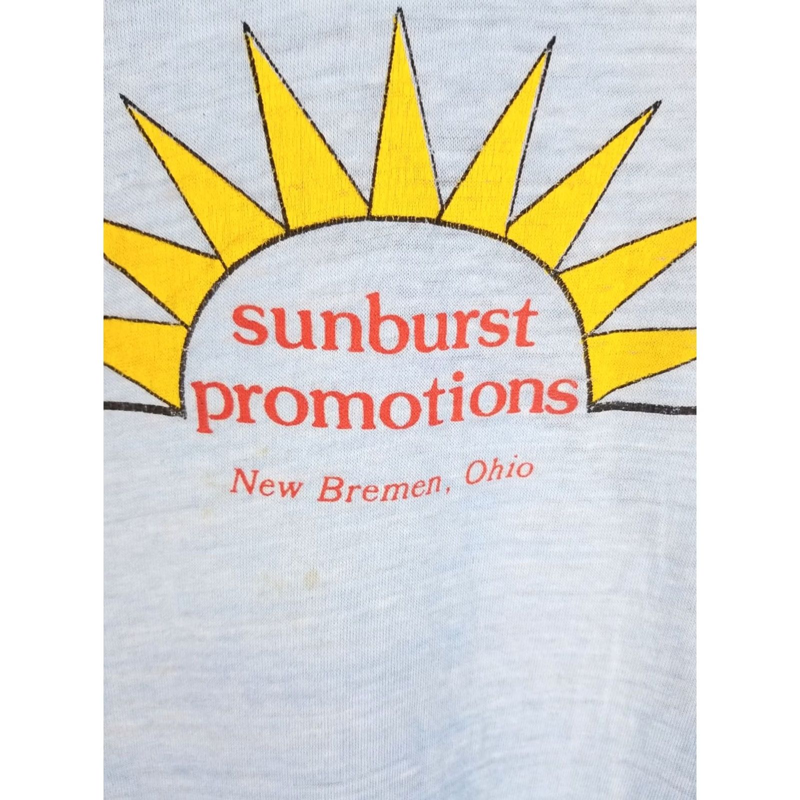Vintage VINTAGE SKY BLUE T-SHIRT Large SUNBURST PROMOTIONS PAPER THIN 80' Size US L / EU 52-54 / 3 - 2 Thumbnail